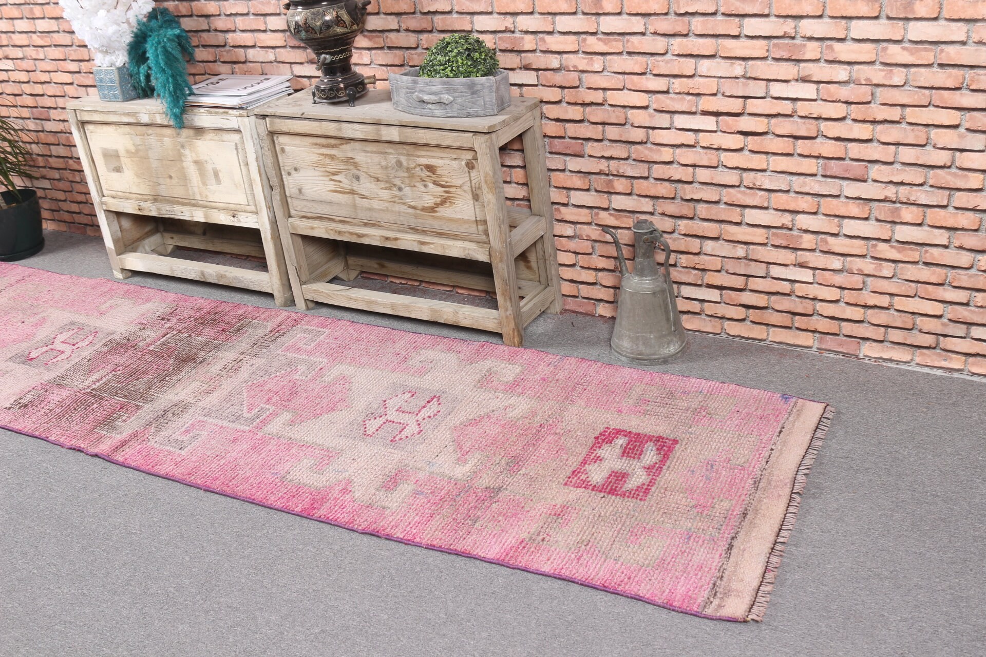 Pastel Rug, Purple Antique Rug, Rugs for Runner, Hallway Rug, Turkish Rug, 2.6x10.4 ft Runner Rugs, Bedroom Rug, Vintage Rug, Moroccan Rugs