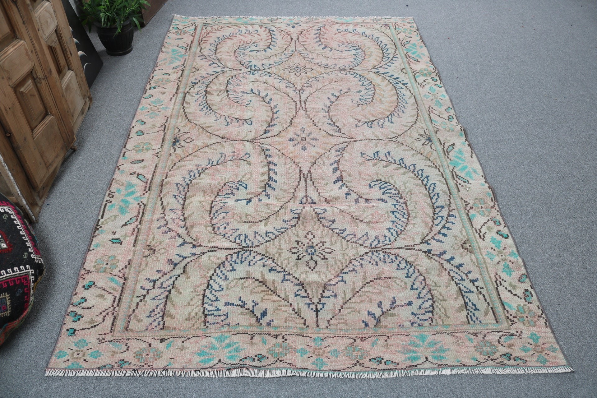 Yatak Odası Halısı, Kabile Halıları, Antika Halılar, Türk Halıları, 5,1x8,4 ft Büyük Halılar, Oryantal Halı, Pembe Boho Halılar, Vintage Halı, Büyük Vintage Halılar