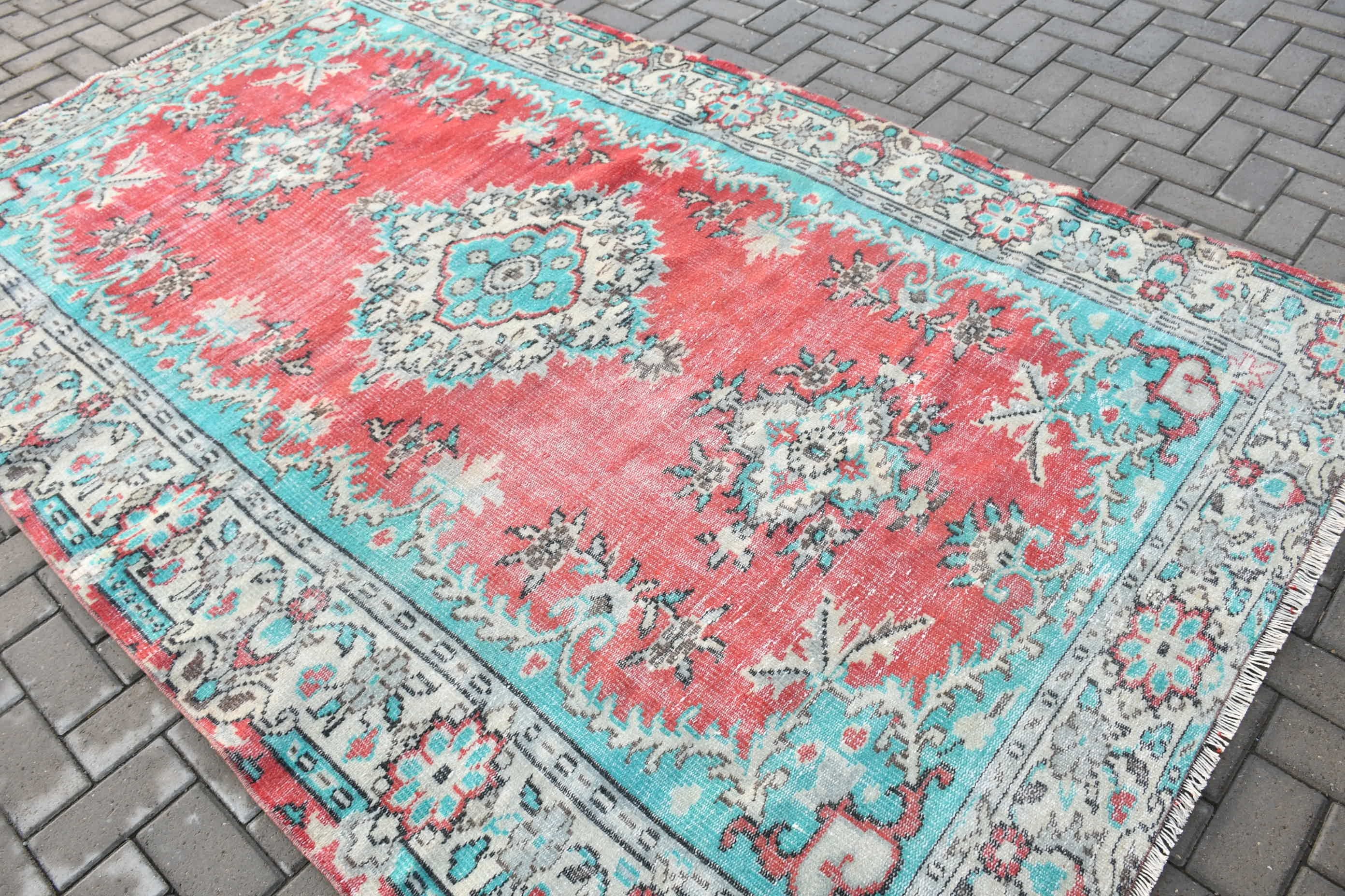 Salon Rugs, Turkish Rug, Moroccan Rugs, Bedroom Rug, 5.8x9.5 ft Large Rug, Red Oriental Rugs, Rugs for Dining Room, Muted Rug, Vintage Rug