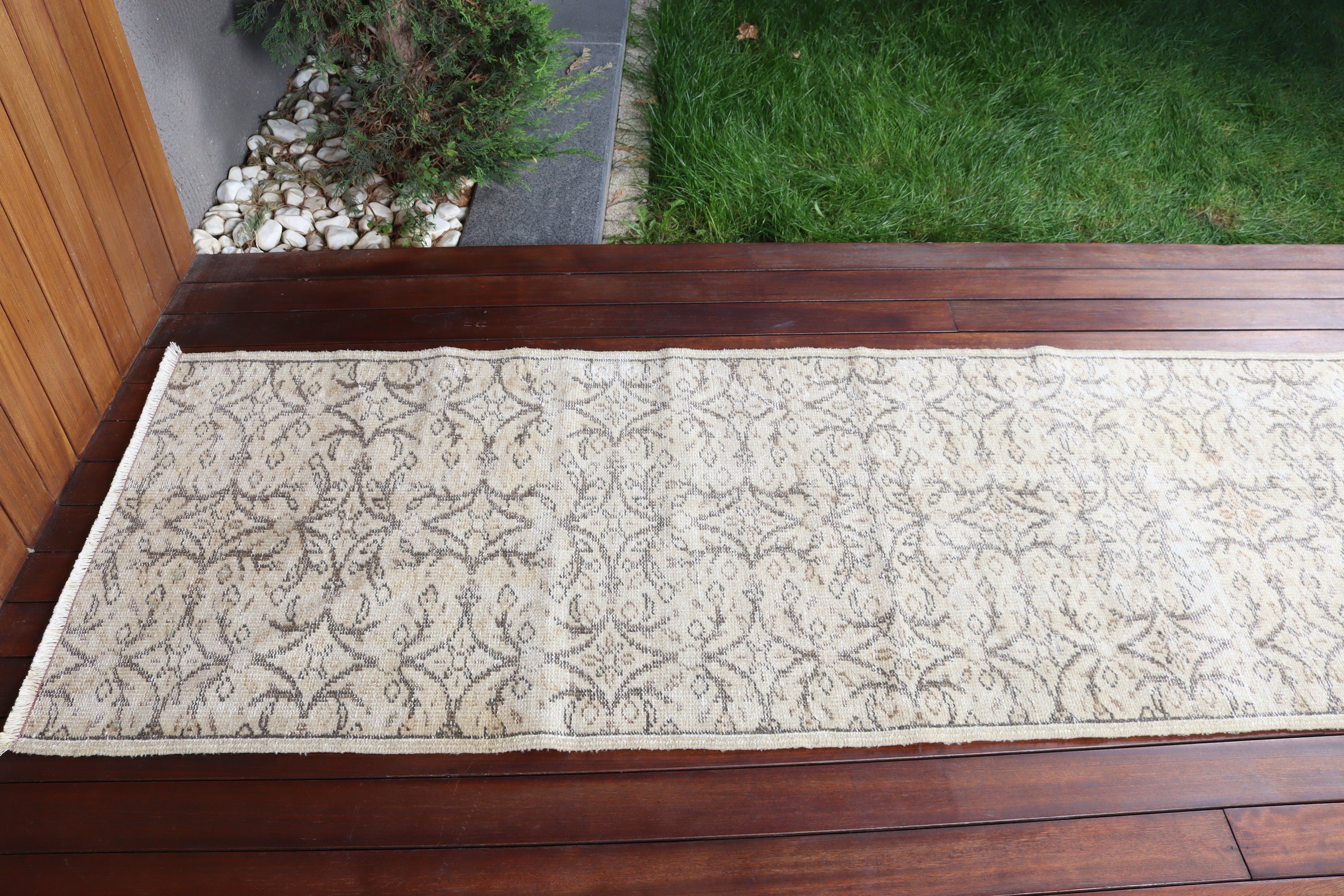 Turkish Rugs, Beni Ourain Runner Rugs, Vintage Rugs, Antique Rugs, Geometric Rugs, 2.5x9.8 ft Runner Rug, Beige Modern Rugs, Kitchen Rug