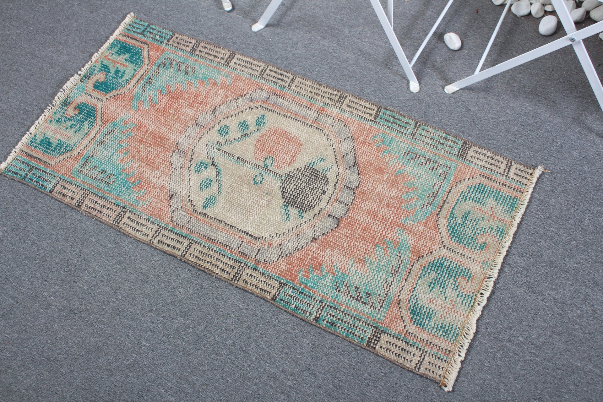 Turkish Rug, Wall Hanging Rug, Bath Rug, Cool Rug, Orange Antique Rug, Outdoor Rug, Vintage Rugs, 1.8x3.4 ft Small Rug