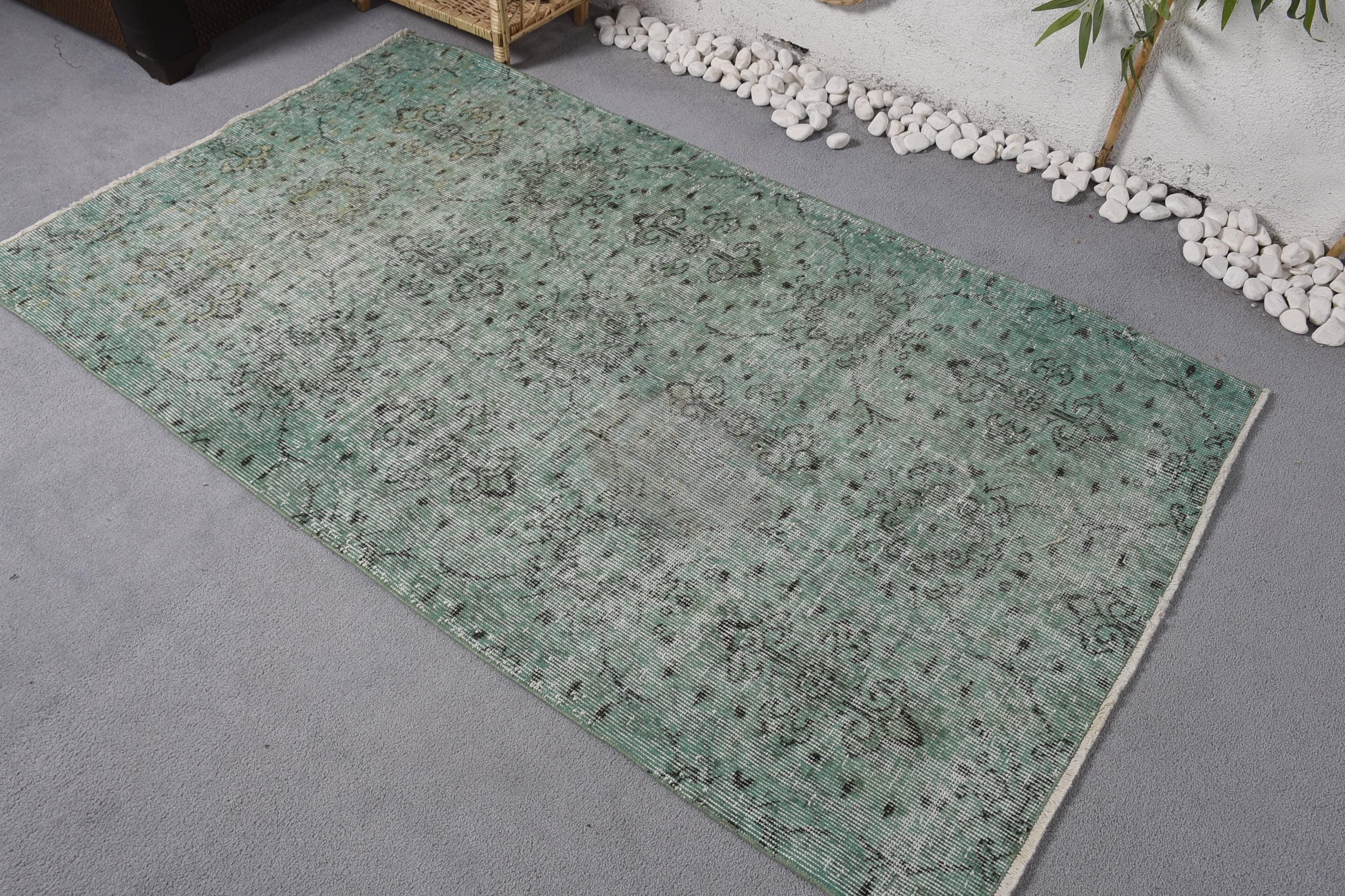 Green Moroccan Rug, Floor Rug, Anatolian Rug, Entry Rug, Vintage Rug, Boho Accent Rugs, Turkish Rugs, 3.6x6.5 ft Accent Rugs, Outdoor Rugs