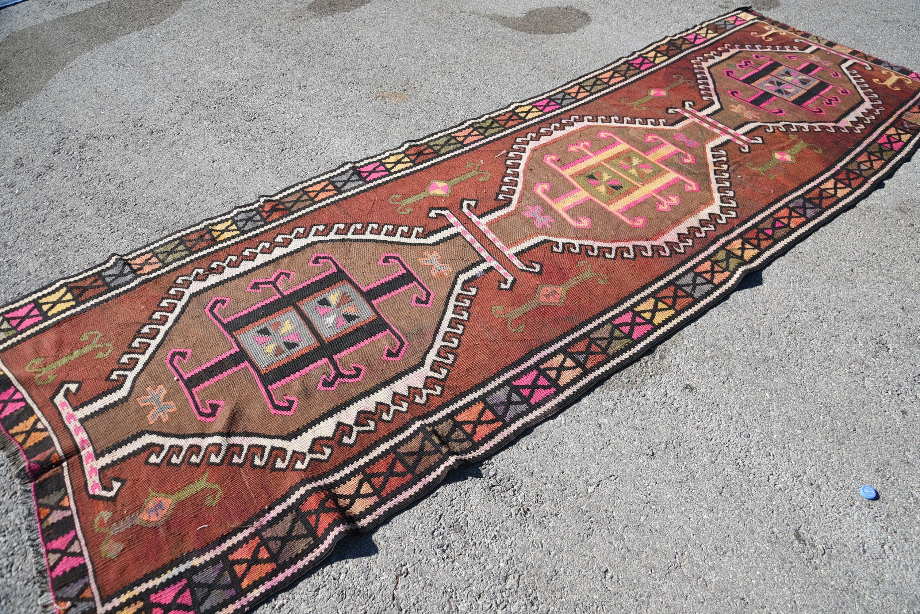 3.9x11.8 ft Yolluk Halıları, Türk Halısı, Koridor Halıları, Mutfak Halıları, Yatak Odası Halısı, El Yapımı Yün Halı Halıları, Vintage Halı, Yün Halı, Kilim