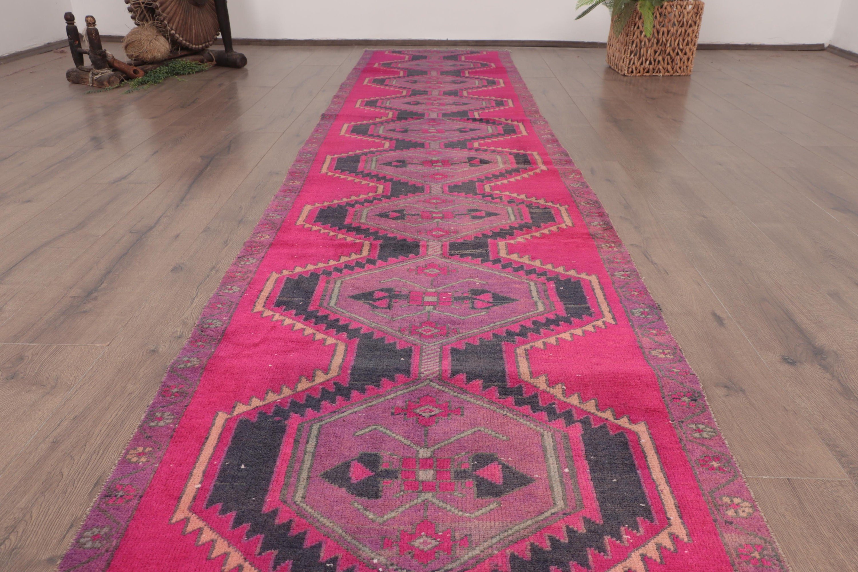 Kitchen Rug, Corridor Rug, Pink Antique Rug, Stair Rug, Flatweave Rug, Tribal Rugs, Vintage Rugs, Turkish Rugs, 2.3x11.8 ft Runner Rugs