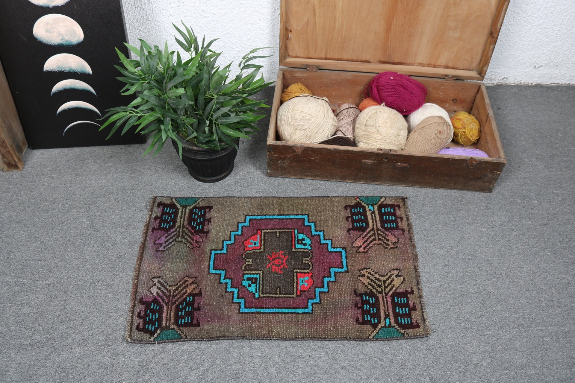 Kabile Halıları, Vintage Halı, Giriş Halıları, Kahverengi Mutfak Halıları, Türk Halıları, Modern Halılar, Oryantal Halı, 1.6x2.5 ft Küçük Halı, Banyo Halıları