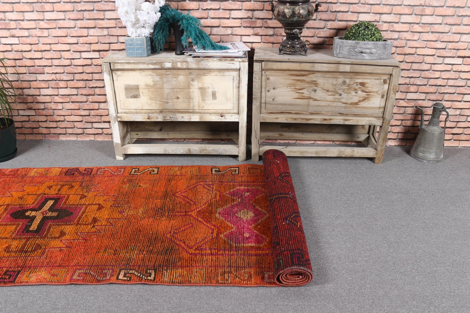 Anadolu Halısı, Boho Halısı, Merdiven Halısı, Türk Halısı, 3,1x10,9 ft Runner Halıları, Antika Halı, Vintage Halı, Mutfak Halıları, Kahverengi Mutfak Halısı