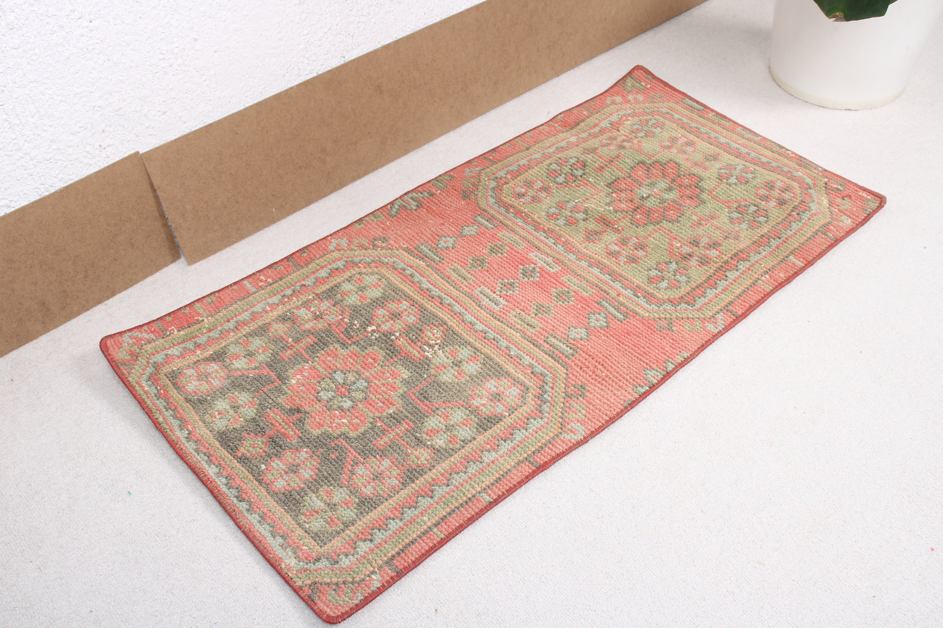 Wool Rug, Pink Home Decor Rug, Rugs for Bathroom, Turkish Rugs, Nursery Rug, Neutral Rug, 1.6x3.3 ft Small Rug, Door Mat Rug, Vintage Rug