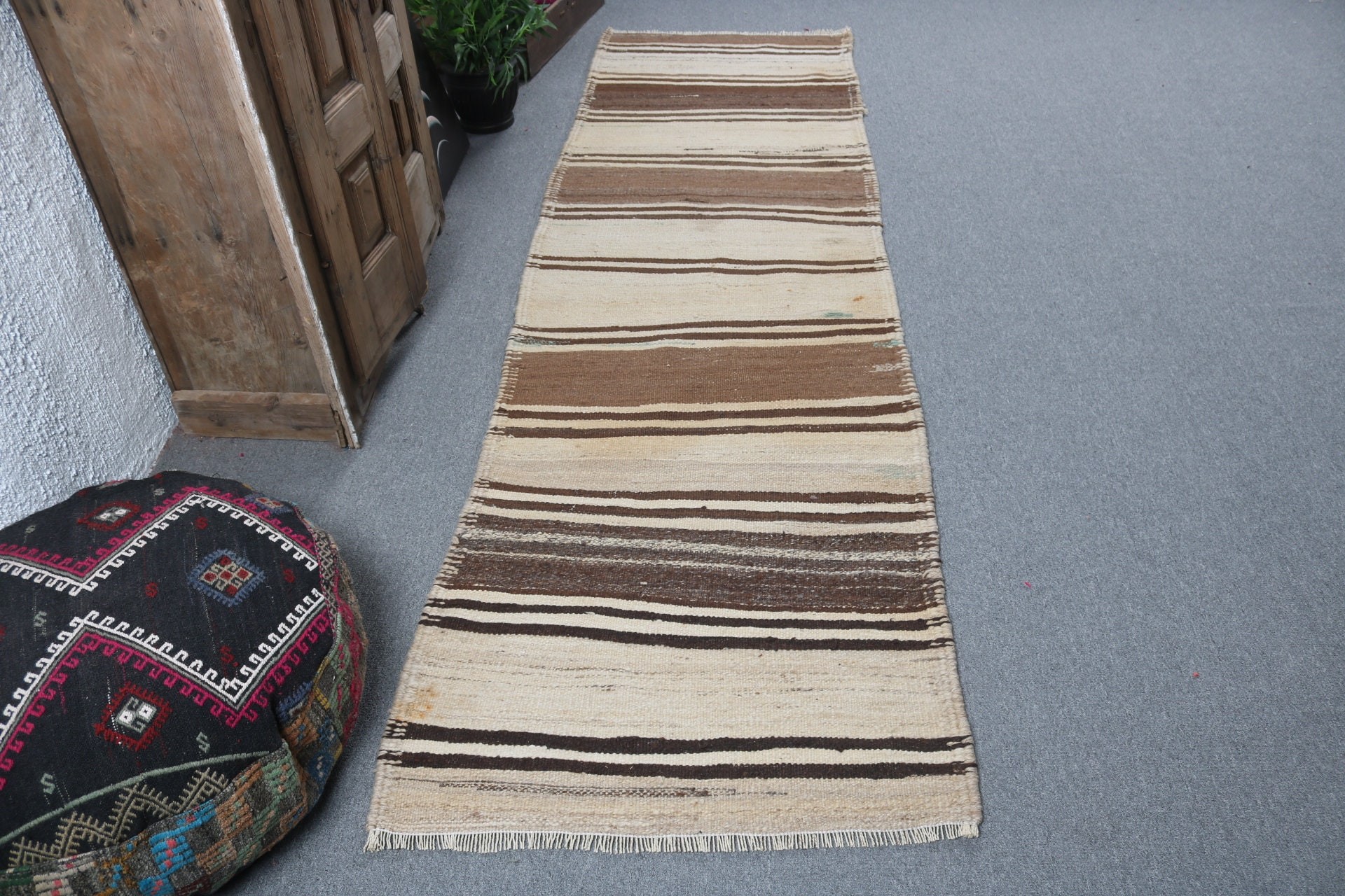 Turkish Rug, Beni Ourain Runner Rug, Beige Kitchen Rugs, Long Runner Rugs, Modern Rug, Kitchen Rugs, Vintage Rugs, 2.7x9.5 ft Runner Rugs