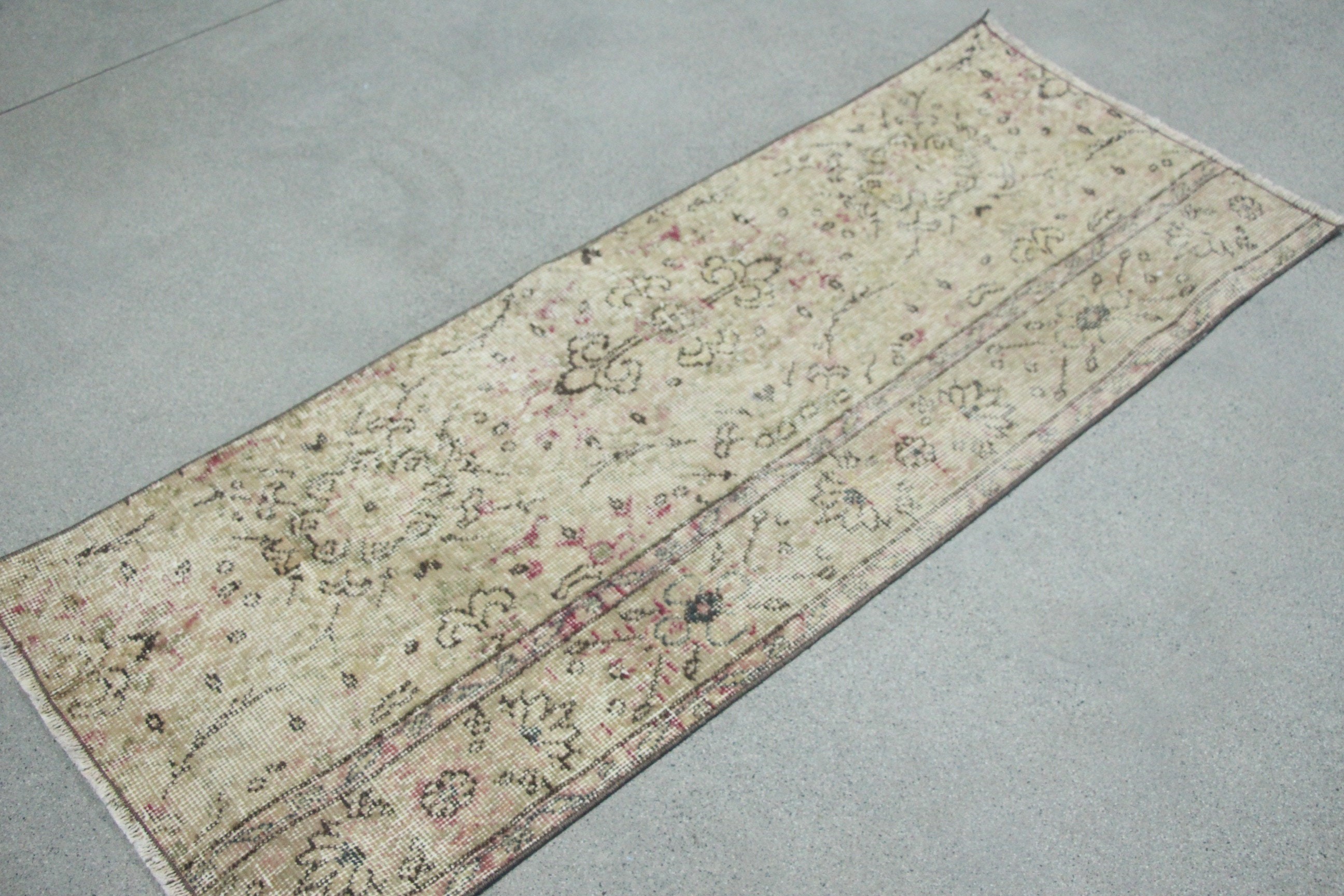 Door Mat Rugs, Outdoor Rug, Beige Oushak Rug, Bedroom Rug, Oriental Rug, Turkish Rugs, Moroccan Rug, 1.9x4.8 ft Small Rugs, Vintage Rug