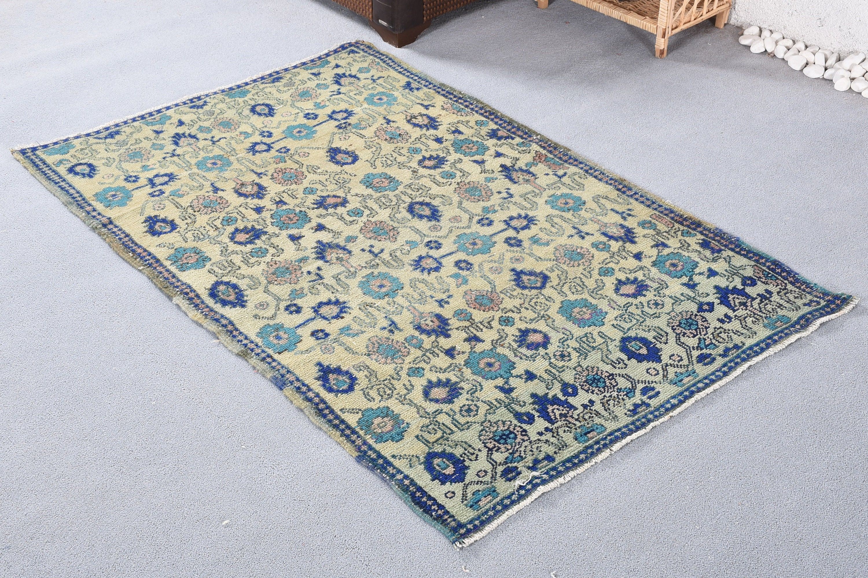 Bedroom Rugs, Nursery Rug, Rugs for Kitchen, Vintage Rug, 3.4x5.4 ft Accent Rug, Oriental Rug, Kitchen Rugs, Turkish Rug, Green Wool Rug