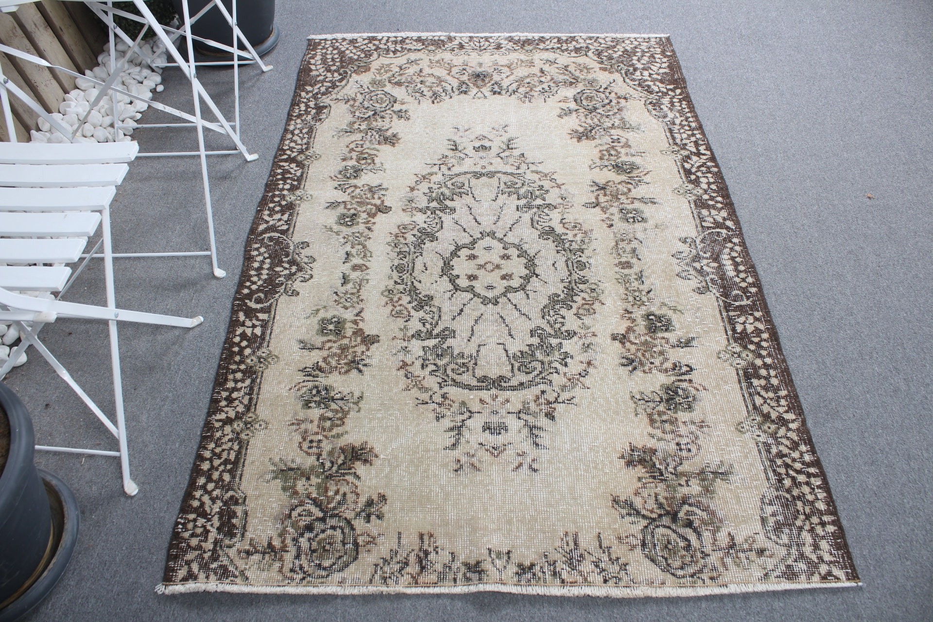 Anatolian Rug, Vintage Rug, Antique Rug, Beige Home Decor Rug, Turkish Rugs, Office Rugs, Nursery Rug, 3.9x6 ft Accent Rug, Bedroom Rug