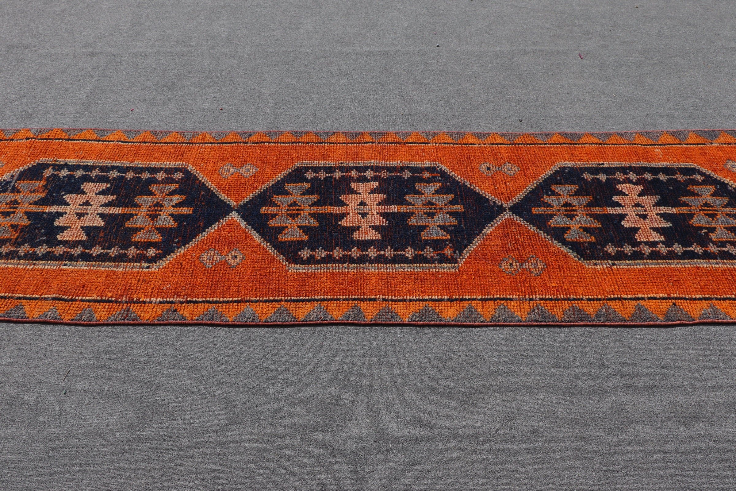 Orange Oushak Rugs, Turkish Rugs, 2.7x10.6 ft Runner Rug, Floor Rug, Antique Rugs, Vintage Rug, Pale Rugs, Hallway Rugs, Corridor Rugs