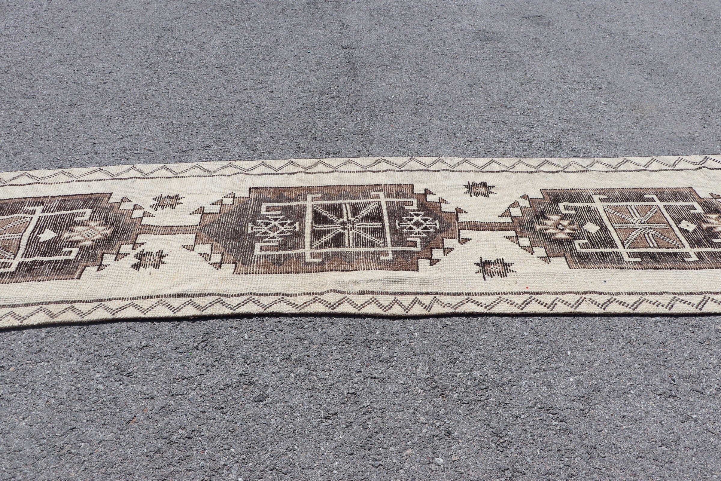 Oriental Rug, Turkish Rug, 2.8x12.9 ft Runner Rug, Vintage Rugs, Handmade Rugs, Antique Rugs, Corridor Rug, Beige Antique Rug, Hallway Rugs