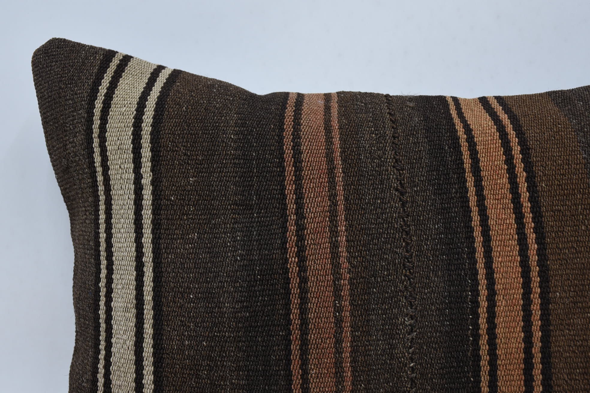 Throw Kilim Pillow, 16"x24" Brown Pillow Cover, One Of A Kind Pillow Sham, Home Decor Pillow, Turkish Kilim Pillow