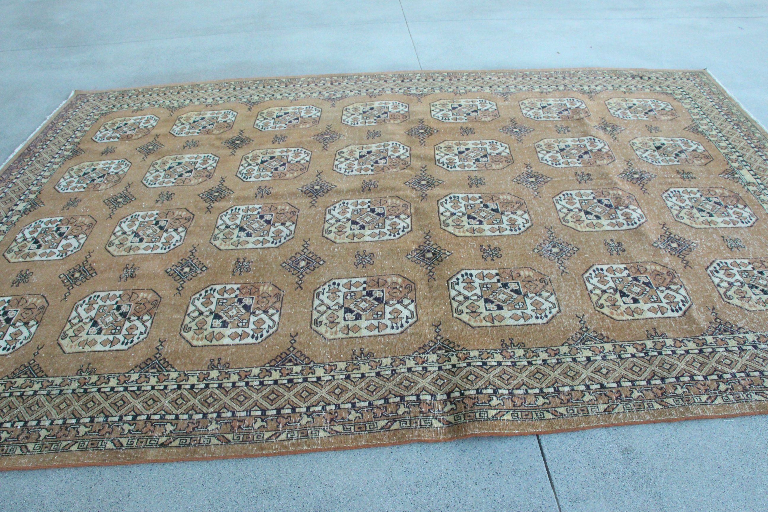 Yemek Odası Halıları, Bej Lüks Halı, Salon Halısı, 7.7x11.5 ft Büyük Boy Halı, Türk Halısı, Salon Halıları, Yün Halılar, Lüks Halılar, Vintage Halı