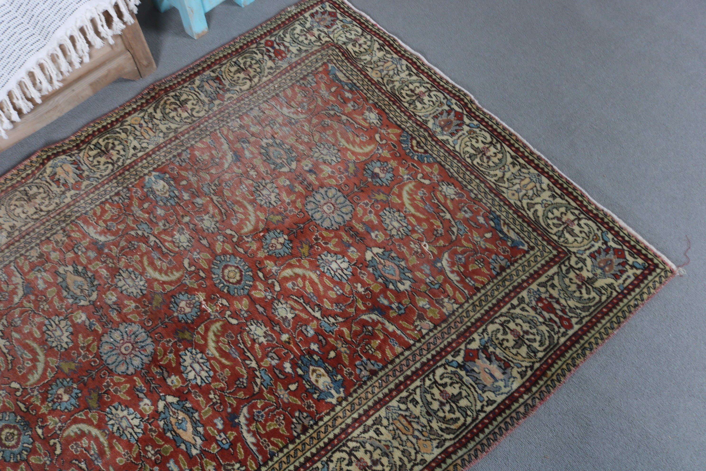 Oriental Rug, Nursery Rugs, Rugs for Kitchen, Vintage Rug, Moroccan Rug, Entry Rug, 3.6x5.6 ft Accent Rug, Turkish Rug, Red Floor Rug