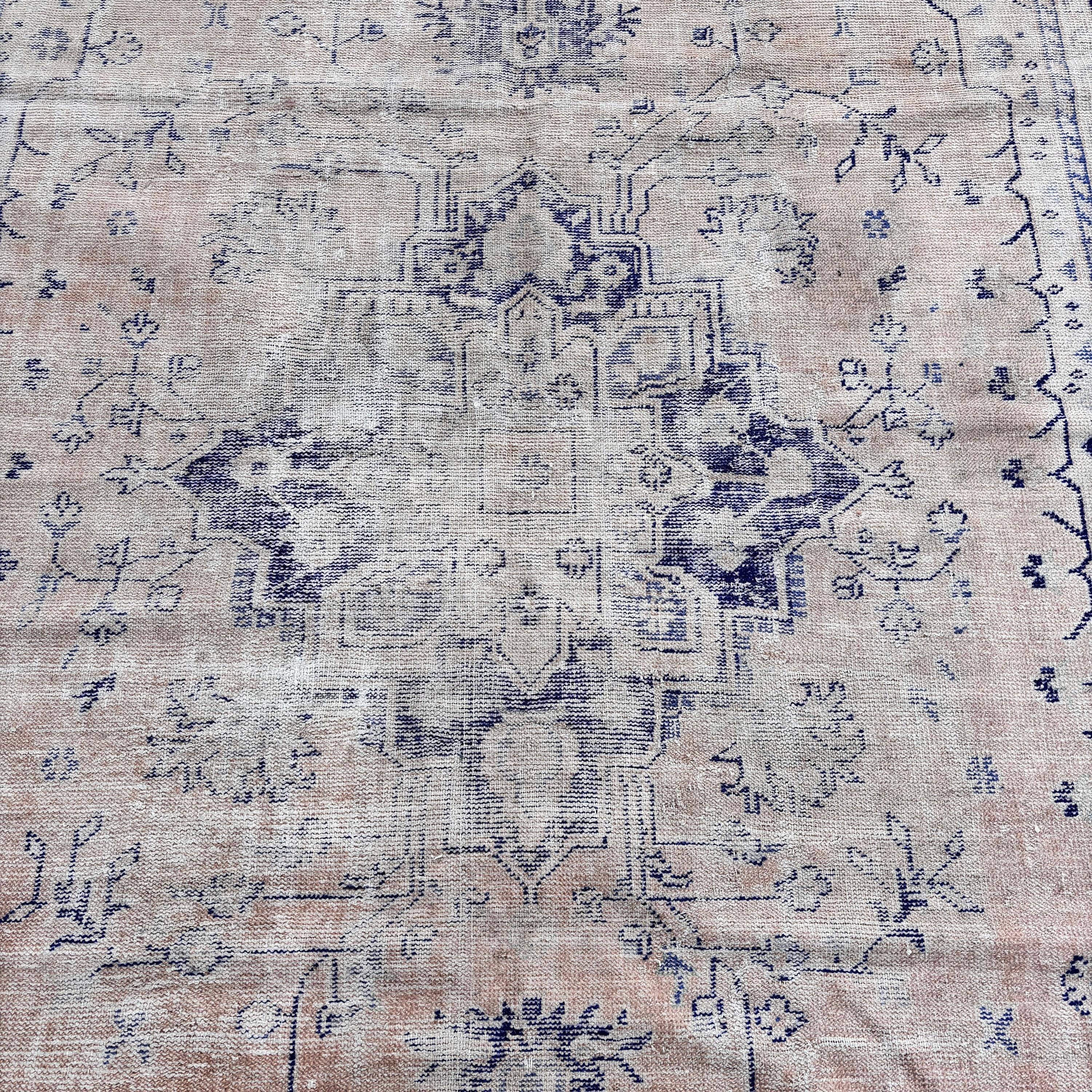 Oushak Halıları, Türk Halıları, 7.1x10.9 ft Büyük Boy Halılar, Modern Halı, Vintage Halılar, Büyük Boy Vintage Halı, Bej Modern Halı, Vintage Dekor Halı