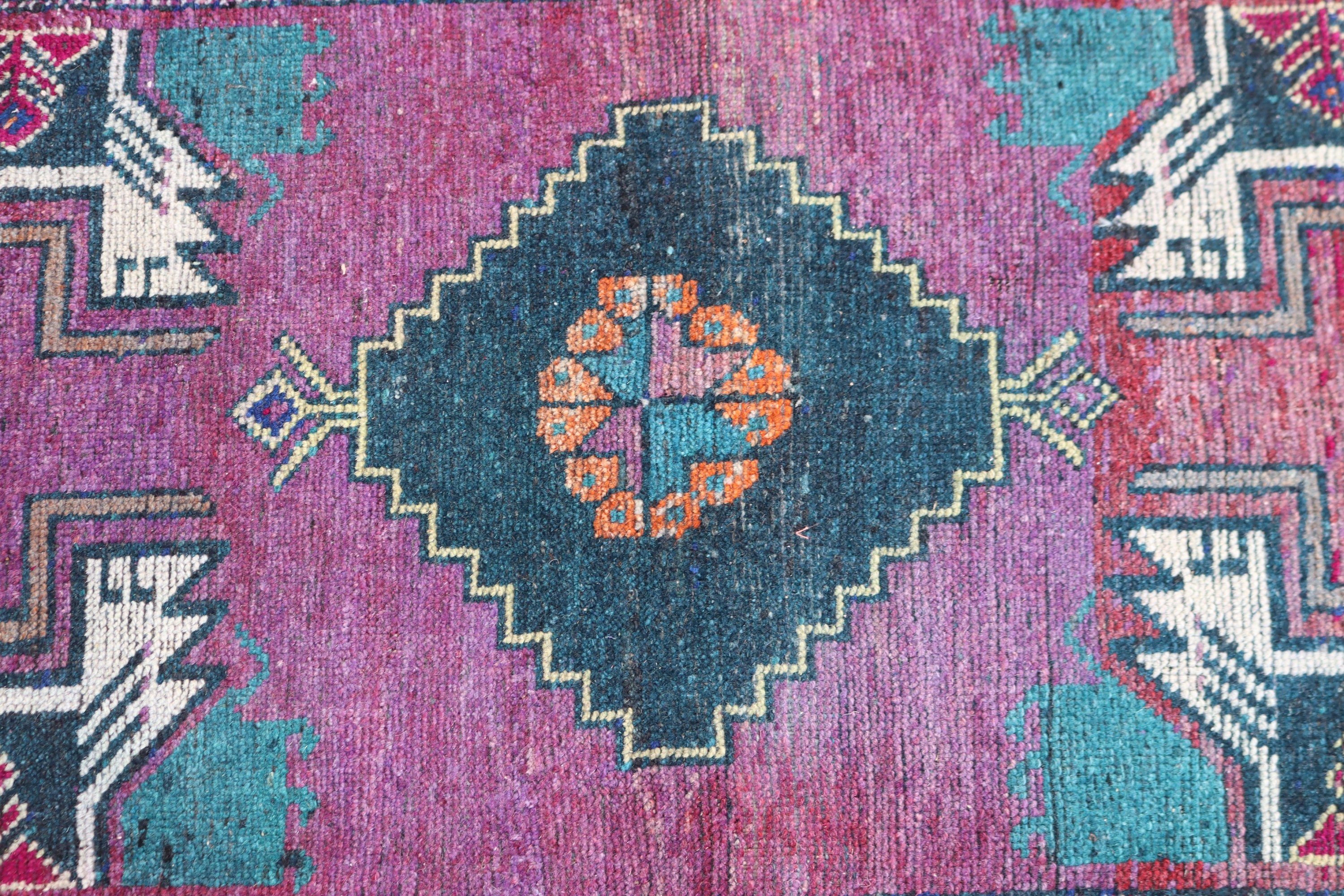 1.6x3.8 ft Küçük Halılar, Banyo Halısı, Mutfak Halısı, Mor Fas Halıları, El Dokuma Halıları, Vintage Halı, Türk Halıları, Açıklama Halıları, Boho Halısı