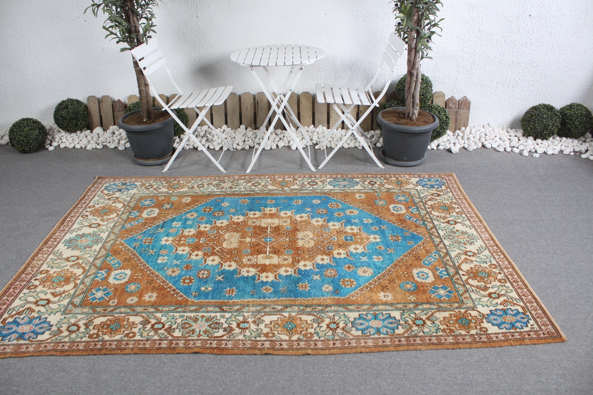 Vintage Halı, Türk Halısı, Fas Halısı, 5.1x7.9 ft Büyük Halı, Kahverengi Antika Halı, Salon Halıları, Yatak Odası Halıları, Yatak Odası Halıları