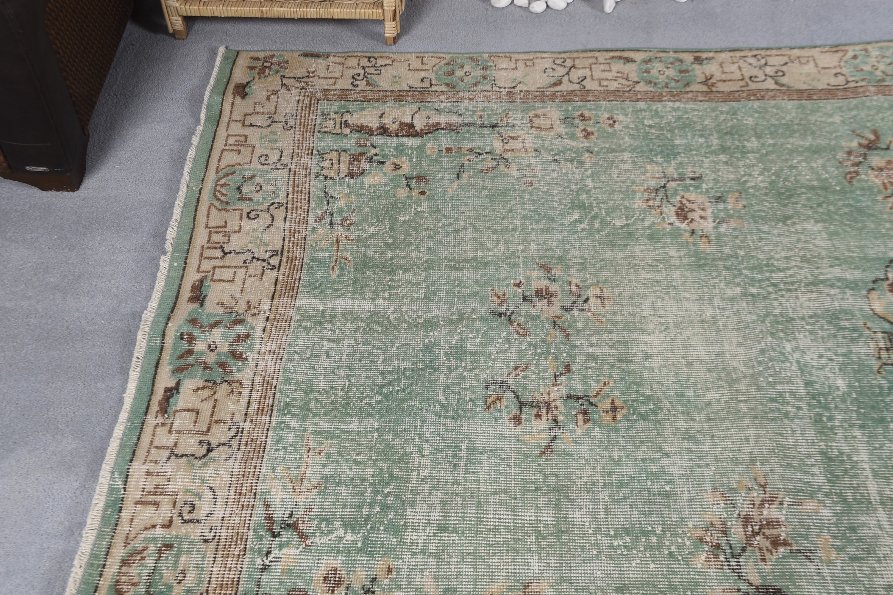 Anatolian Rug, Turkish Rug, Antique Rugs, Bedroom Rug, 5.4x9.3 ft Large Rug, Salon Rug, Vintage Rugs, Rugs for Bedroom, Green Antique Rug