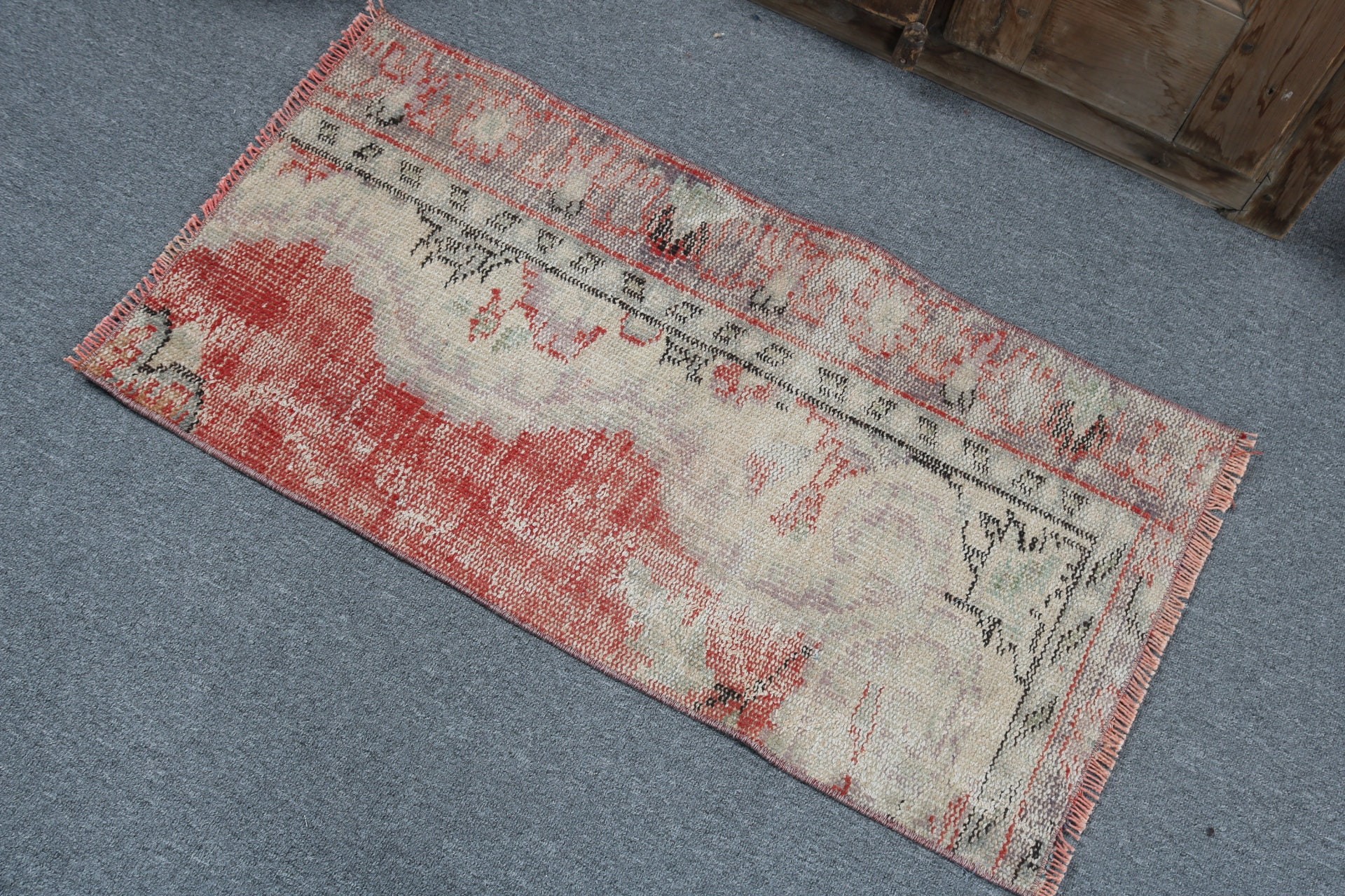 Red Kitchen Rugs, 1.6x3.1 ft Small Rug, Bathroom Rug, Turkish Rug, Office Rugs, Rugs for Entry, Statement Rug, Moroccan Rugs, Vintage Rug