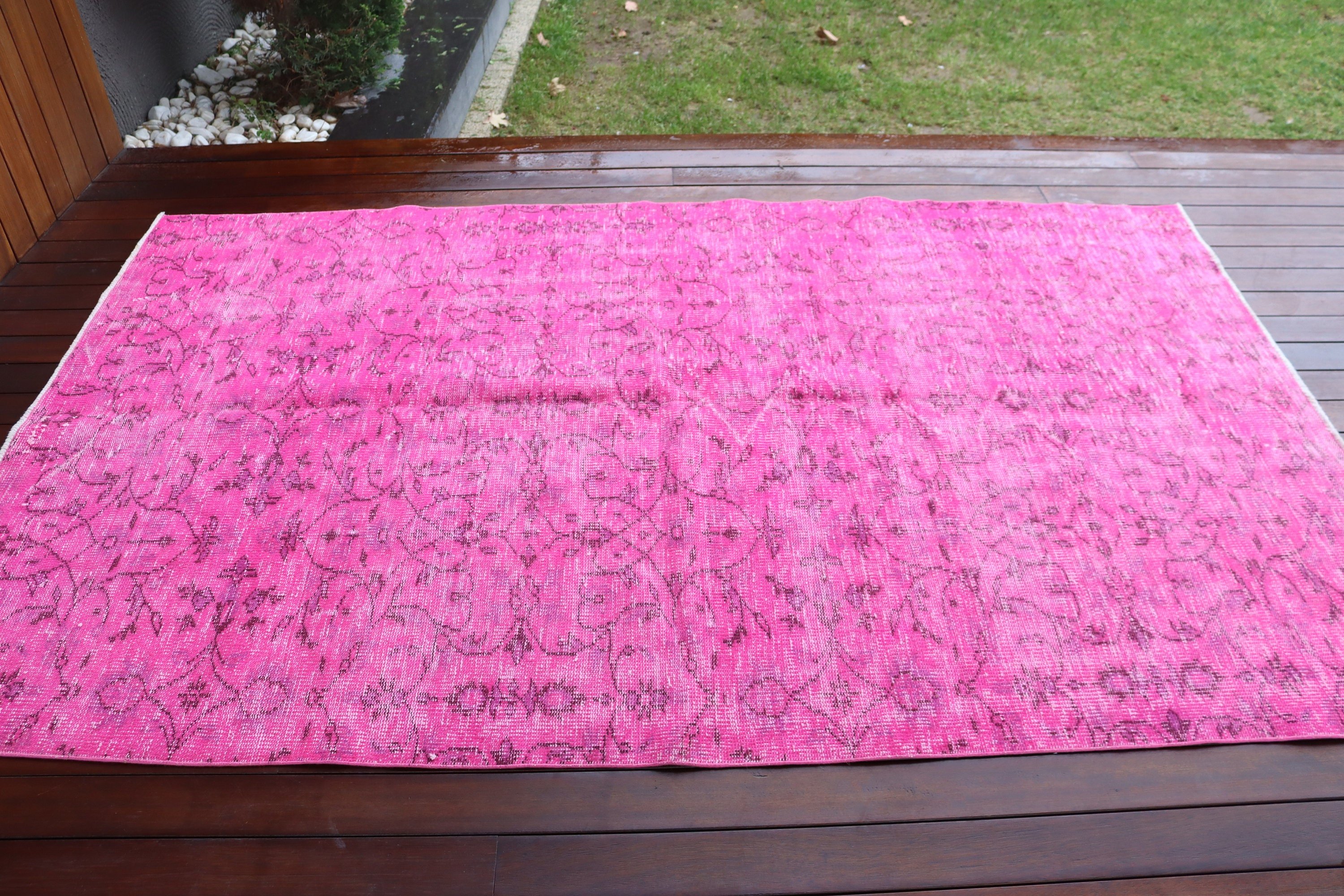 Vintage Halılar, Pembe Lüks Halı, Oturma Odası Halısı, Düz Dokuma Halı, Türk Halısı, Türkiye Halısı, Büyük Vintage Halı, 5.2x8.6 ft Büyük Halı, Modern Halı