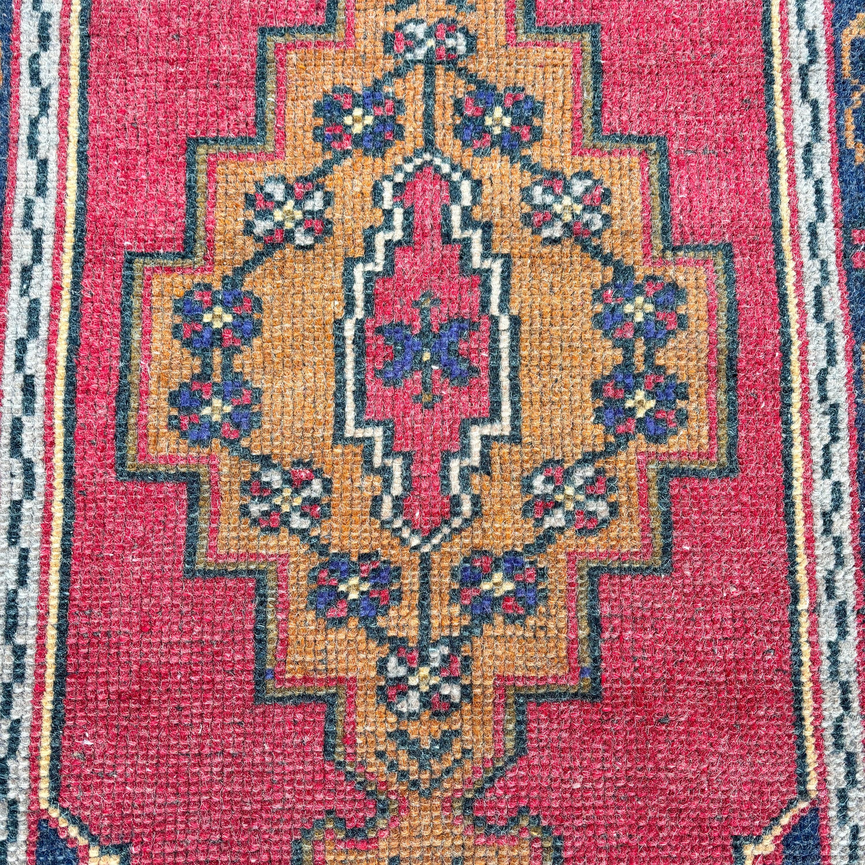 Vintage Rug, 1.8x3.4 ft Small Rugs, Oriental Rugs, Turkish Rug, Kitchen Rugs, Door Mat Rugs, Red Moroccan Rug, Statement Rug, Outdoor Rugs