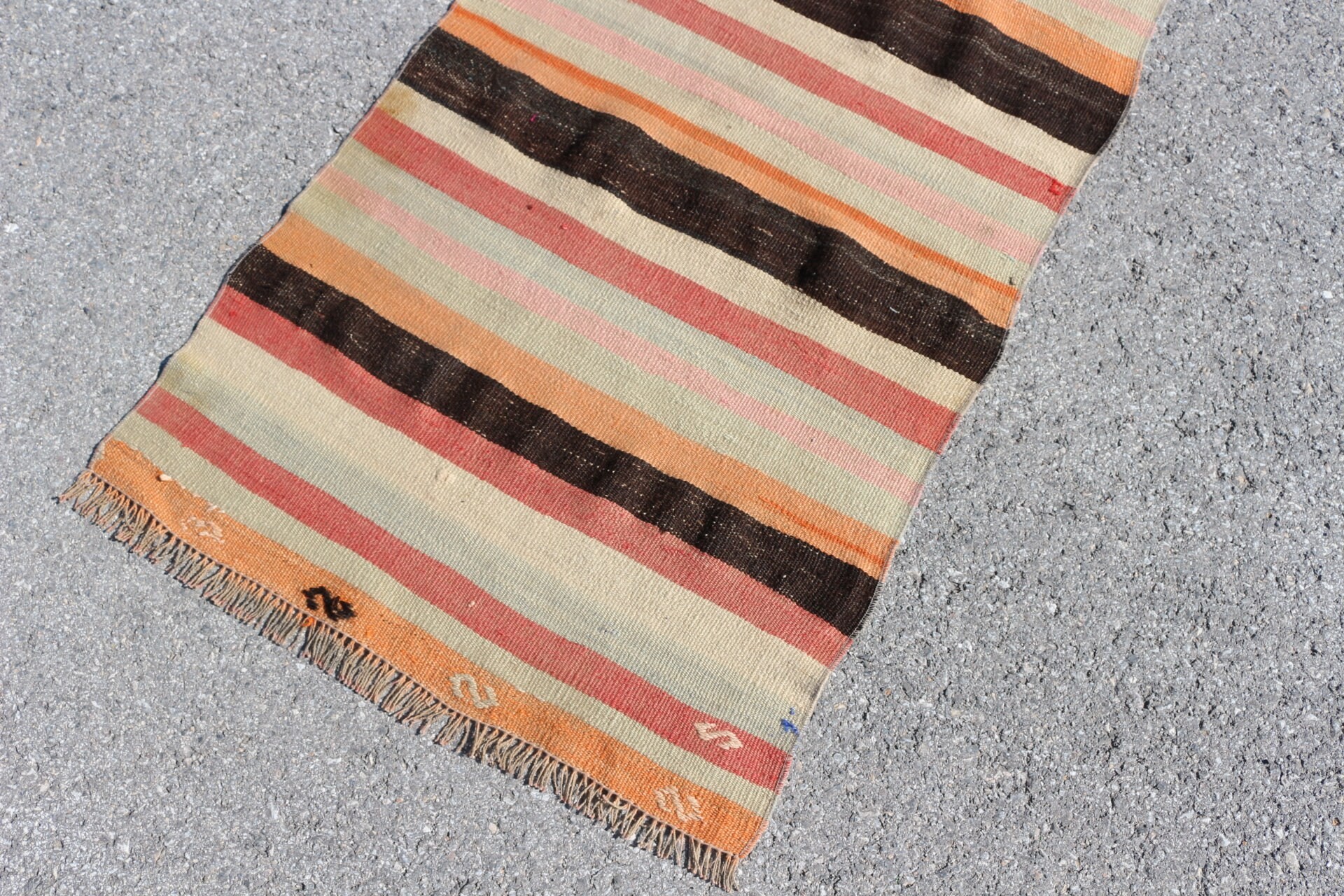 Soluk Halı, Antika Halı, Vintage Halılar, 2.5x5 ft Küçük Halı, Anadolu Halısı, Türk Halısı, Duvara Asılı Halı, Turuncu Soğuk Halı, Banyo Halısı, Kilim