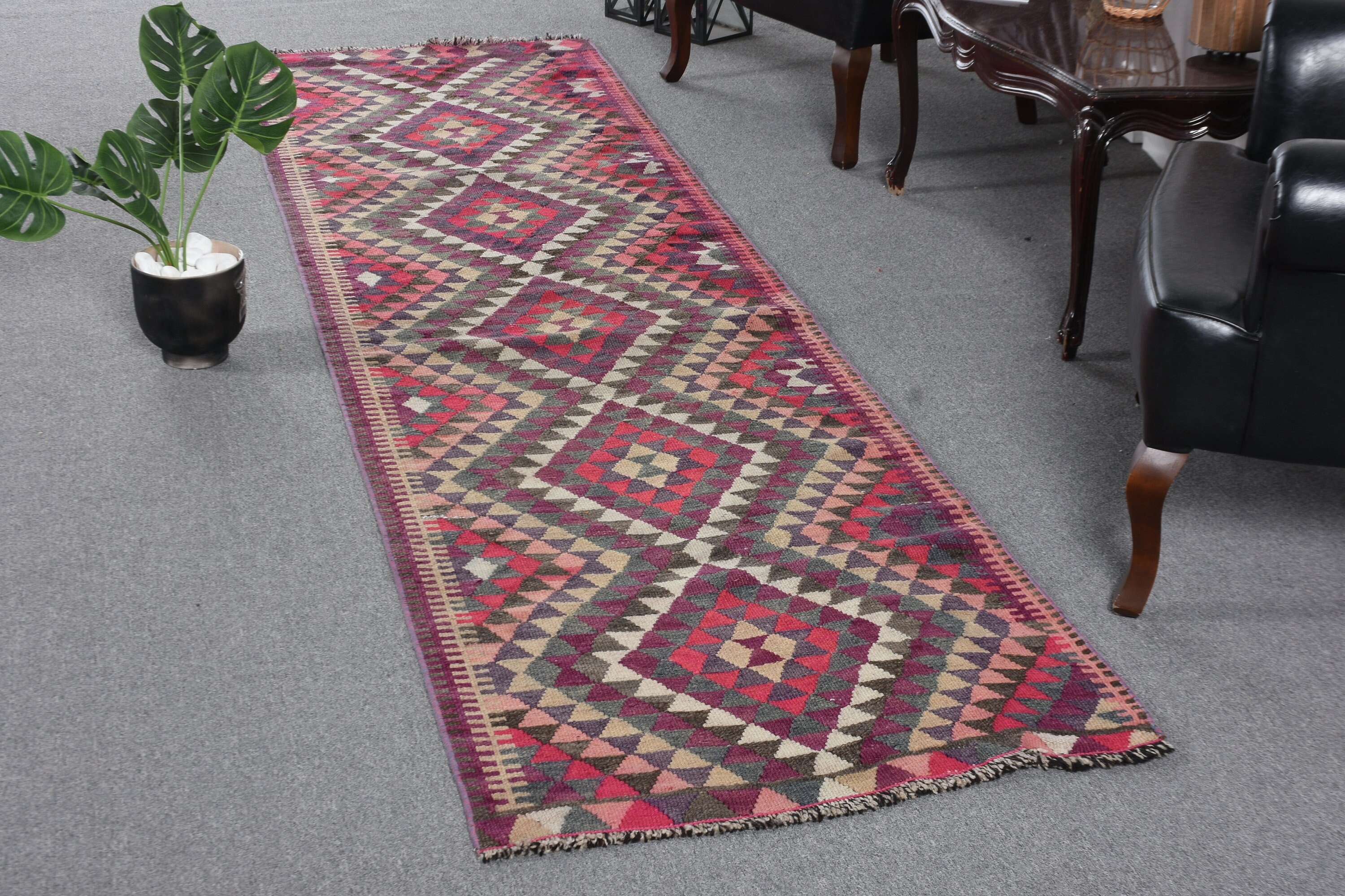 2.7x10.3 ft Runner Rugs, Hallway Rug, Pink Oriental Rugs, Tribal Rug, Corridor Rug, Turkish Rugs, Vintage Rugs, Antique Rug, Moroccan Rugs