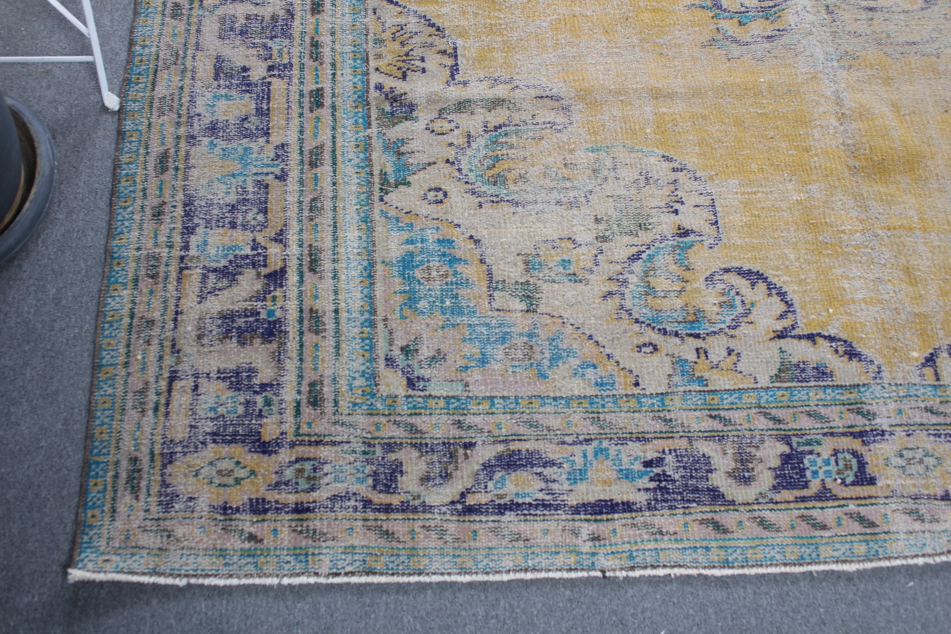 6.9x9.4 ft Large Rugs, Vintage Rug, Boho Rug, Living Room Rug, Yellow Wool Rug, Floor Rug, Art Rug, Bedroom Rug, Turkish Rug