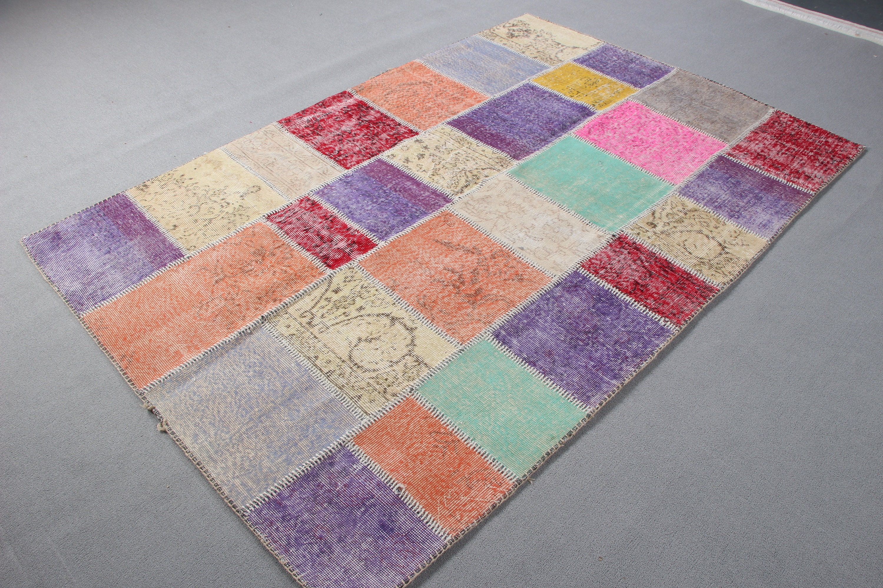 Oushak Area Rugs, Rainbow Statement Rug, Modern Rugs, 5.1x7.4 ft Area Rug, Turkish Rugs, Vintage Rugs, Kitchen Rugs, Statement Rug