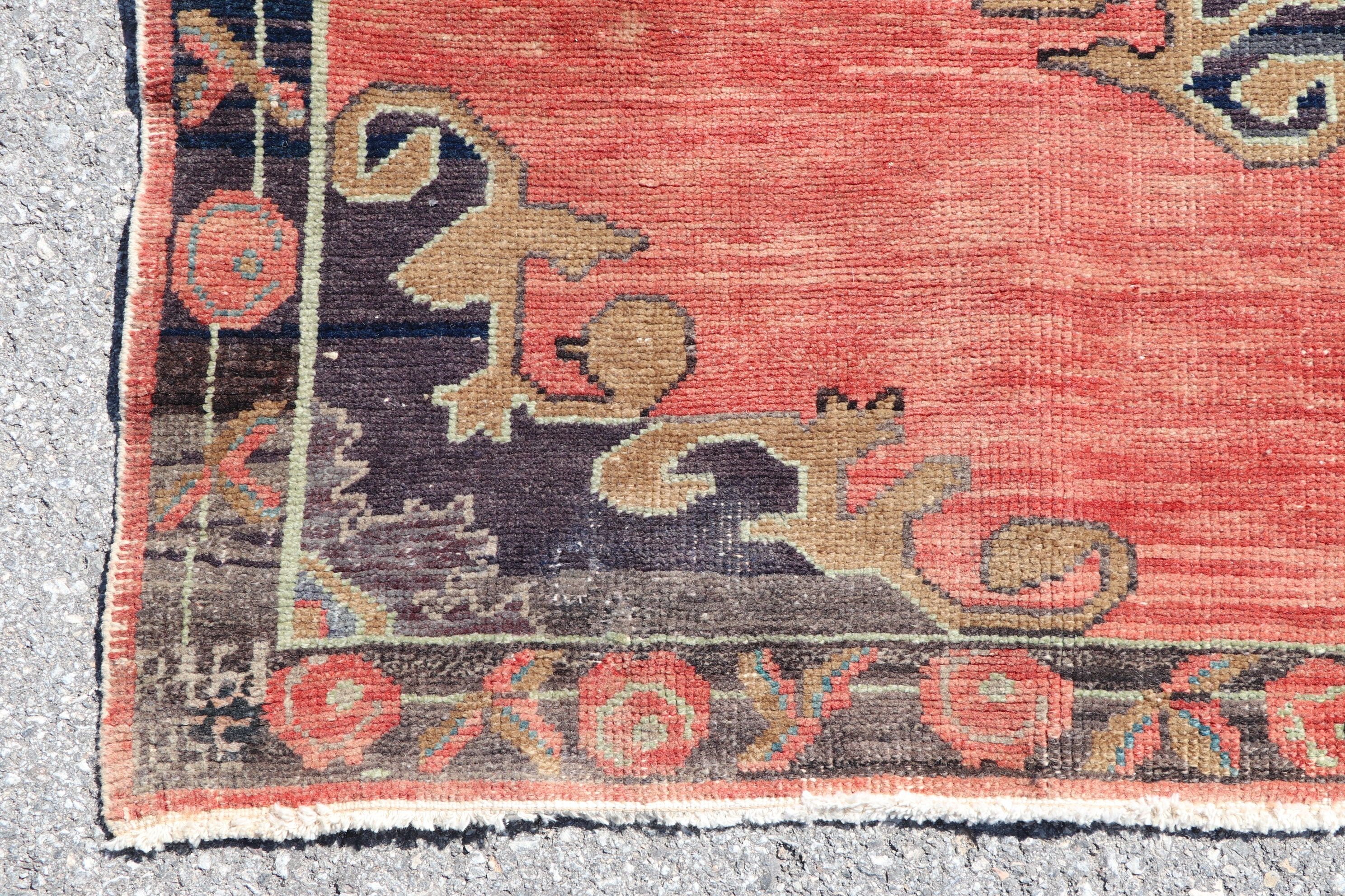 4.1x9.5 ft Area Rug, Floor Rug, Oushak Rugs, Vintage Rugs, Red Cool Rug, Turkish Rug, Living Room Rug, Antique Rug, Dining Room Rugs