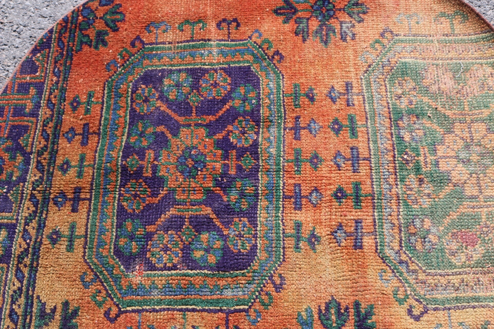 Vintage Rug, Bathroom Rug, Orange Home Decor Rug, 3.2x3.3 ft Small Rug, Rugs for Bathroom, Wool Rug, Turkish Rug, Oushak Rug, Car Mat Rug