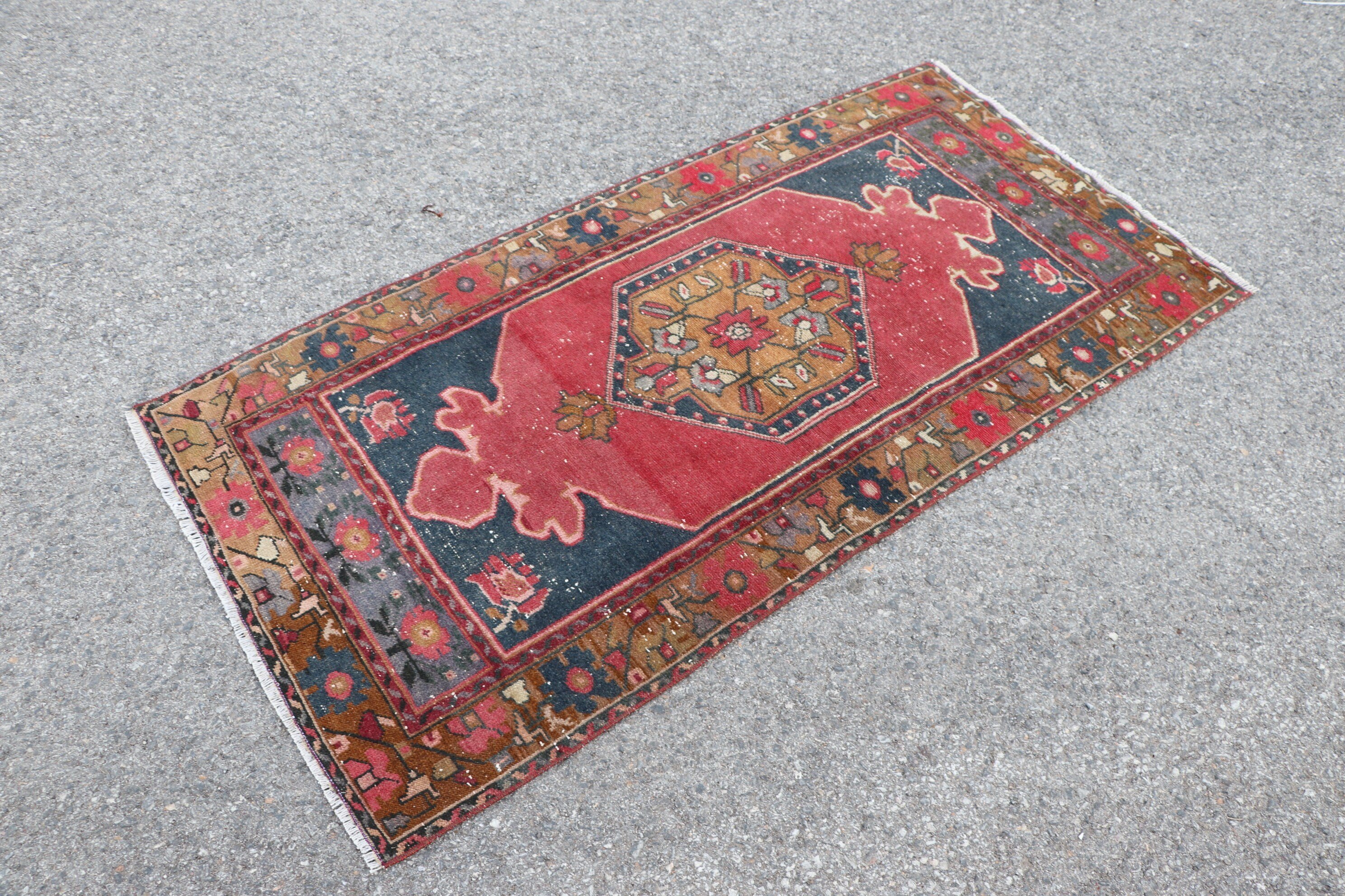 Rugs for Kitchen, Vintage Rug, Oushak Rugs, Kitchen Rug, Turkish Rug, Antique Rug, Entry Rug, Red Home Decor Rug, 3.1x6 ft Accent Rug