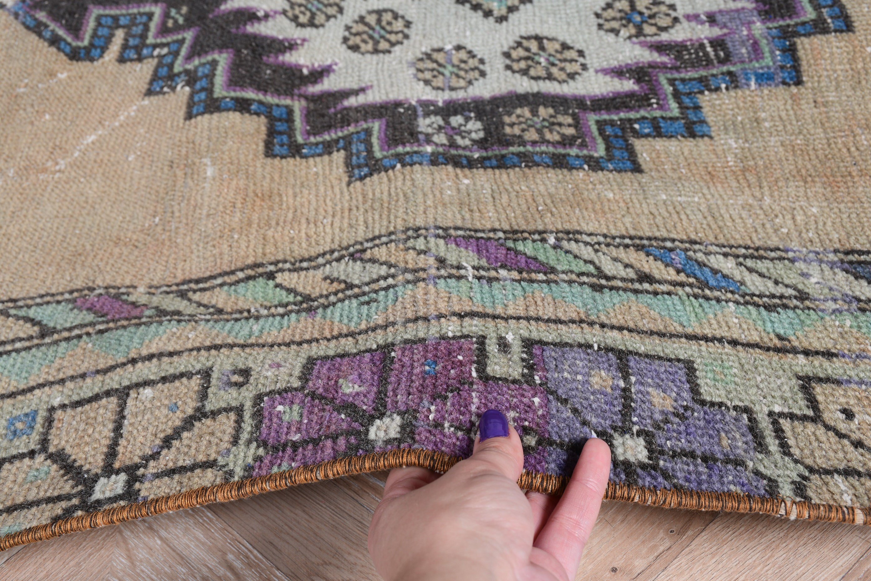 Vintage Rug, Rugs for Kitchen, 3.4x6.6 ft Accent Rug, Brown Wool Rugs, Entry Rug, Turkish Rug, Floor Rug, Kitchen Rugs, Bedroom Rug