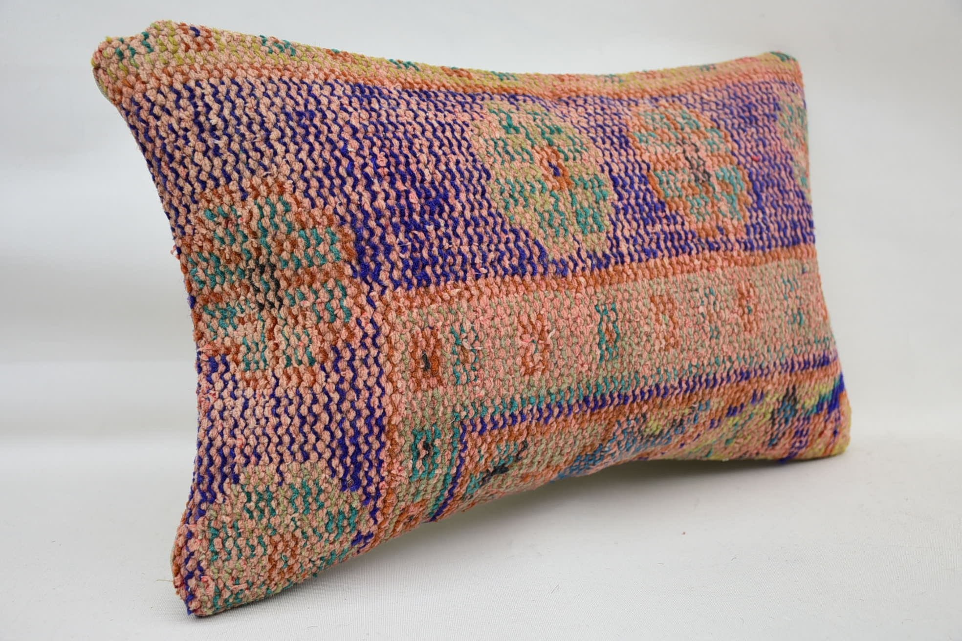 Vintage Kilim Pillow, Turkish Pillow, Hippie Throw Pillow Case, Pillow for Sofa, Nautical Throw Pillow, 12"x20" Orange Pillow Sham