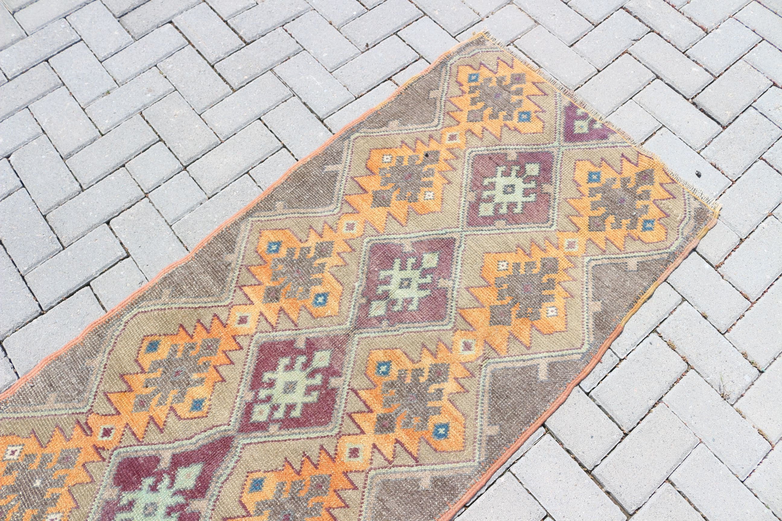 Rugs for Runner, Kitchen Rug, Corridor Rugs, Orange Floor Rugs, Pastel Rug, 2.3x7.1 ft Runner Rugs, Oushak Rugs, Vintage Rug, Turkish Rugs