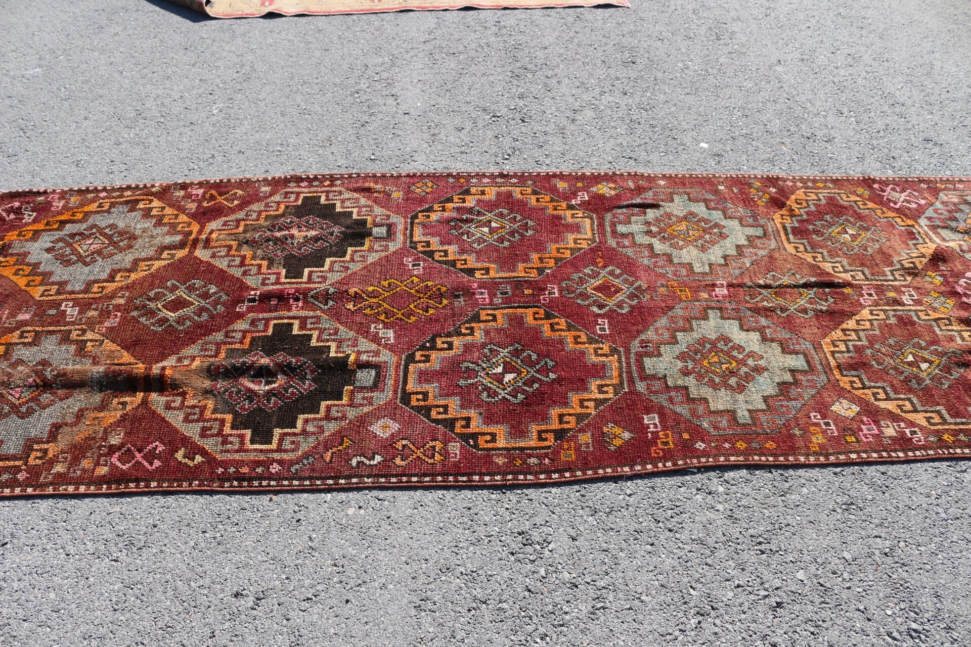 Ev Dekor Halısı, Sevimli Halı, Türk Halısı, Vintage Halı, Mutfak Halısı, Kahverengi 3.9x13.5 ft Runner Halı, Mutfak Halıları