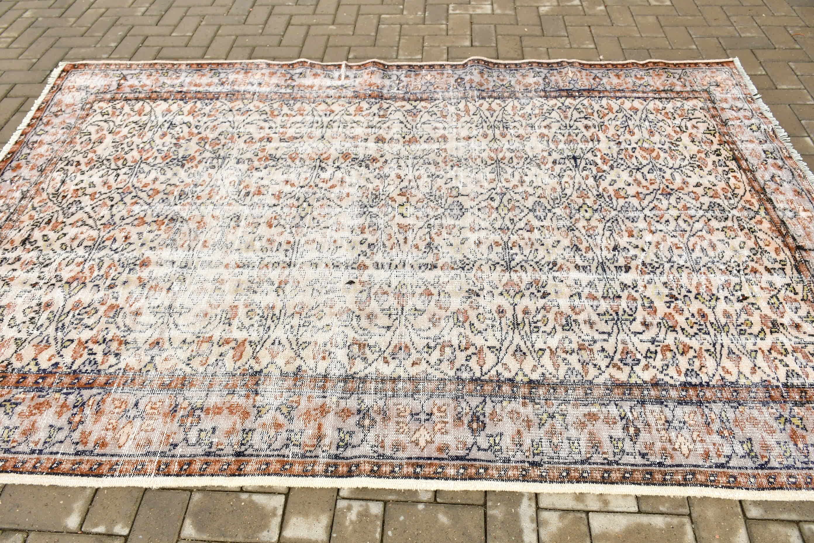 Custom Rugs, 5.8x8.8 ft Large Rug, Salon Rugs, Kitchen Rug, Living Room Rugs, Turkish Rug, Vintage Rugs, Home Decor Rug, Brown Cool Rug