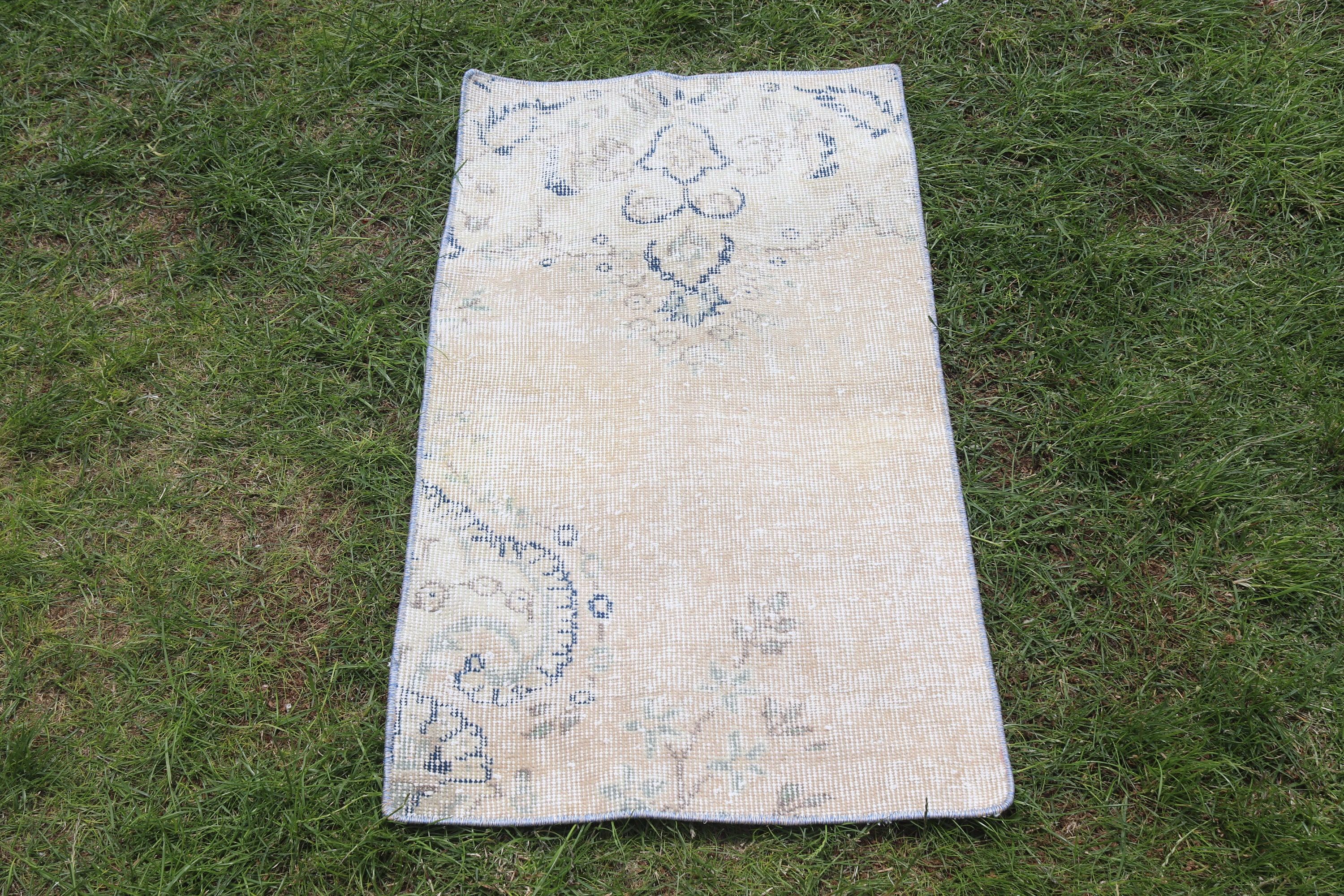 Bathroom Rug, Beige Bedroom Rugs, Boho Rug, Cool Rug, 1.6x3.1 ft Small Rugs, Rugs for Entry, Turkish Rugs, Vintage Rug, Decorative Rugs