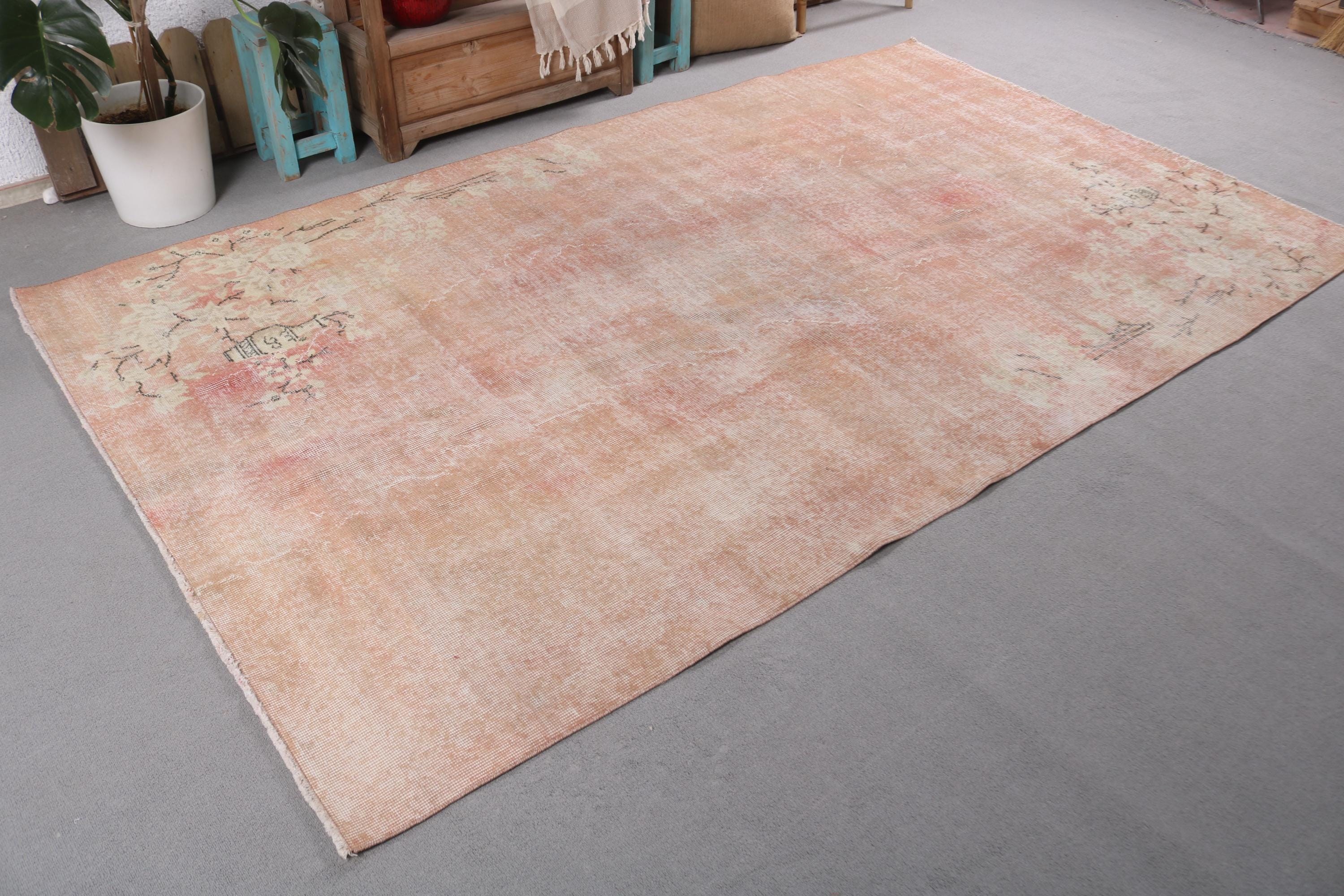 Boho Rugs, Turkish Rugs, Vintage Rugs, Aztec Rug, 5.4x9.2 ft Large Rugs, Oriental Rug, Pink Neutral Rug, Large Vintage Rug, Living Room Rug