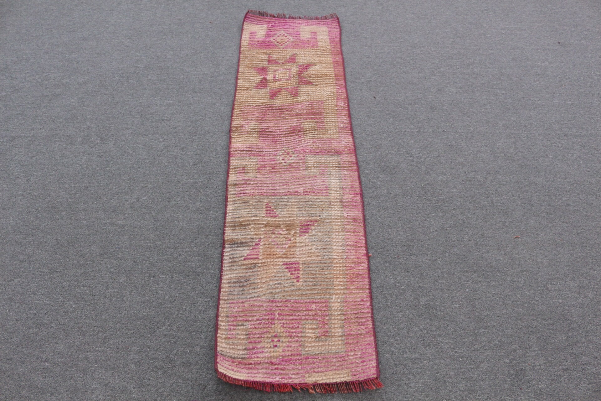 Turkish Rug, Stair Rugs, Pink  1.4x5.3 ft Runner Rugs, Anatolian Rug, Kitchen Rug, Vintage Rug, Pastel Rug