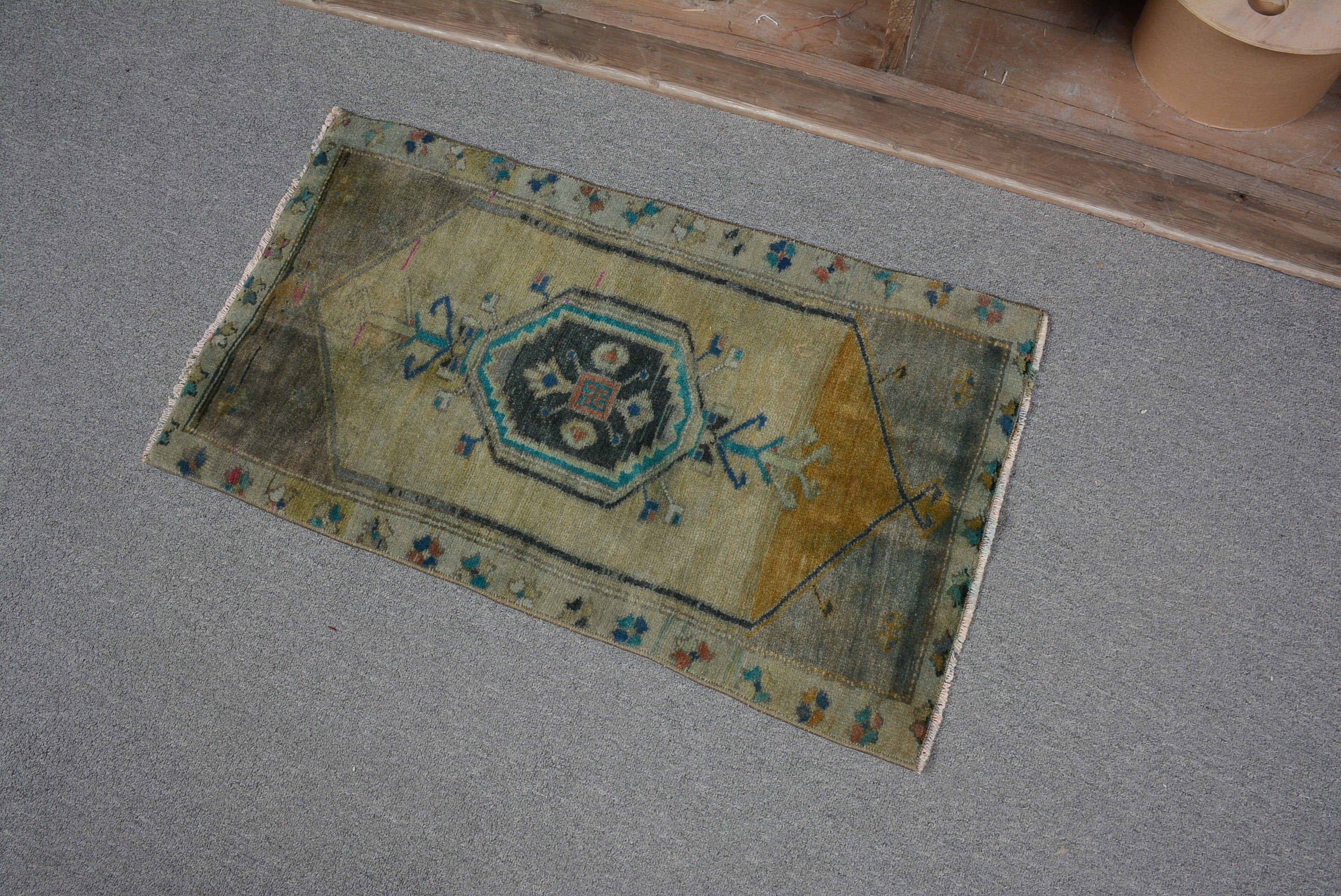 Kitchen Rug, Green  1.5x2.7 ft Small Rugs, Antique Rugs, Turkish Rug, Anatolian Rug, Boho Rug, Vintage Rug, Wall Hanging Rugs