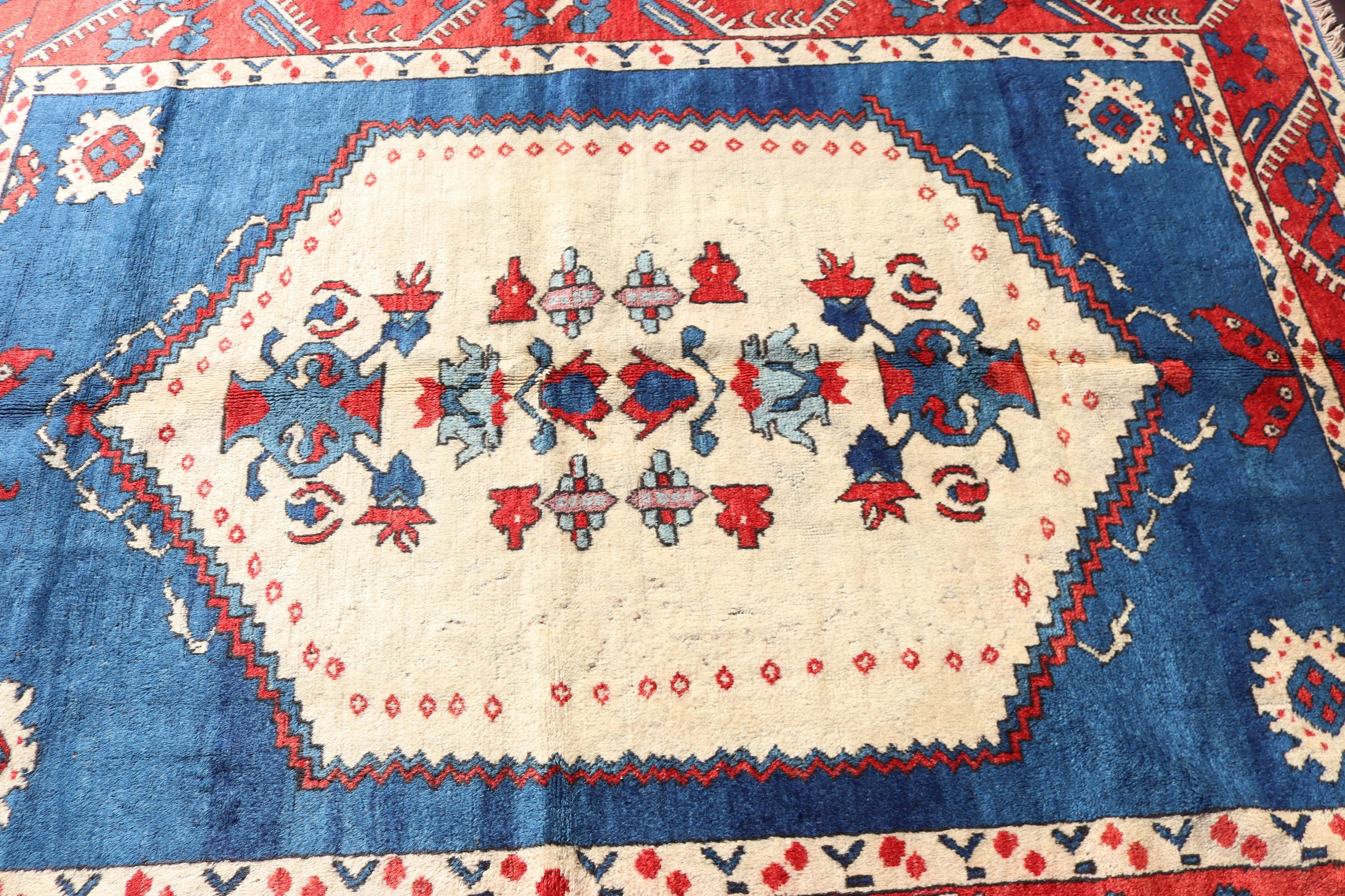 Ev Dekor Halıları, Oturma Odası Halısı, Mavi Lüks Halı, Nötr Halı, Büyük Vintage Halılar, Türk Halısı, Vintage Halı, 5.7x7.3 ft Büyük Halı