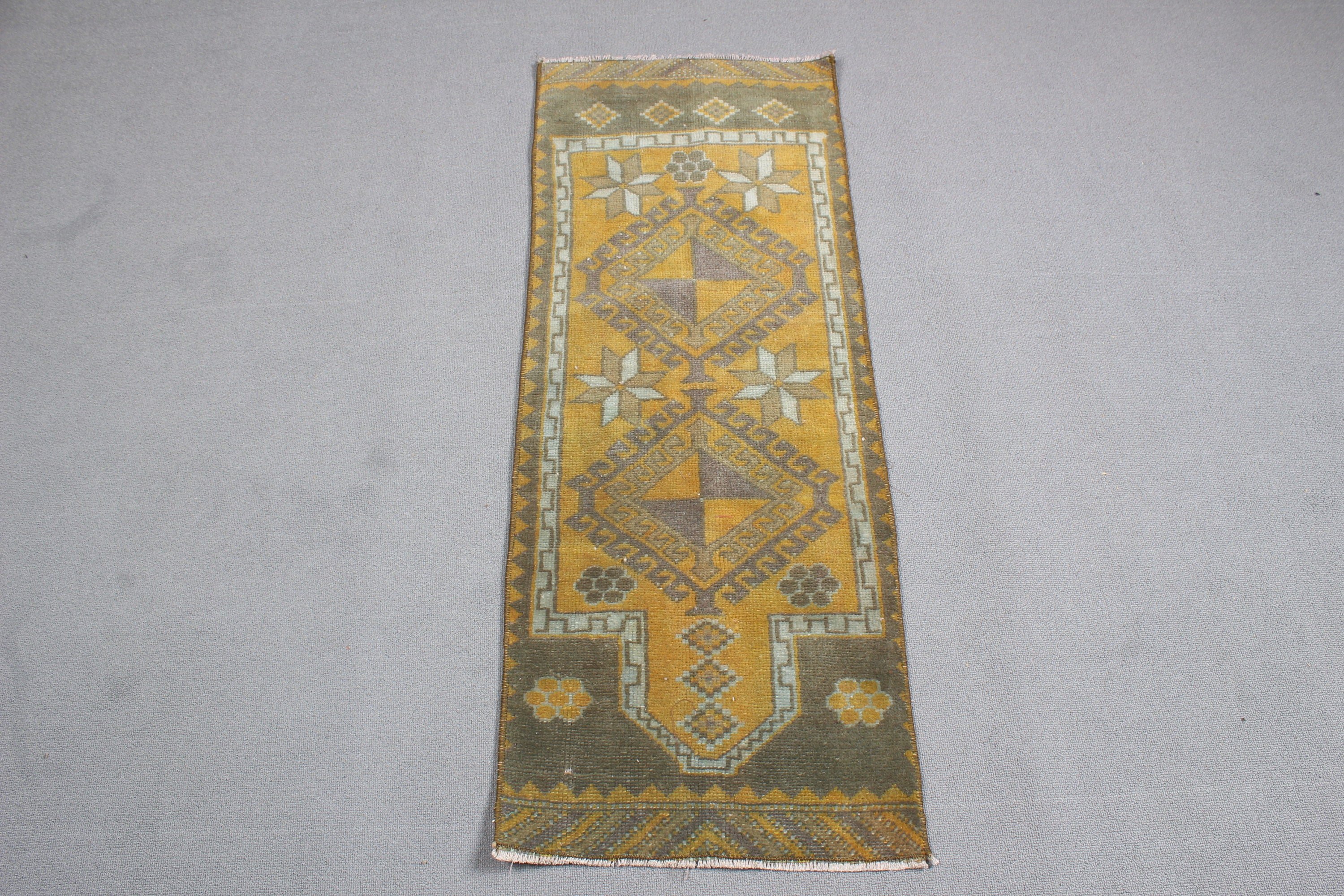 Sarı El Dokuma Halılar, Mutfak Halısı, Boho Halı, Banyo Paspası Sevimli Halı, Antika Halılar, Banyo Halısı, Vintage Halılar, 1.5x3.8 ft Küçük Halılar, Türk Halısı