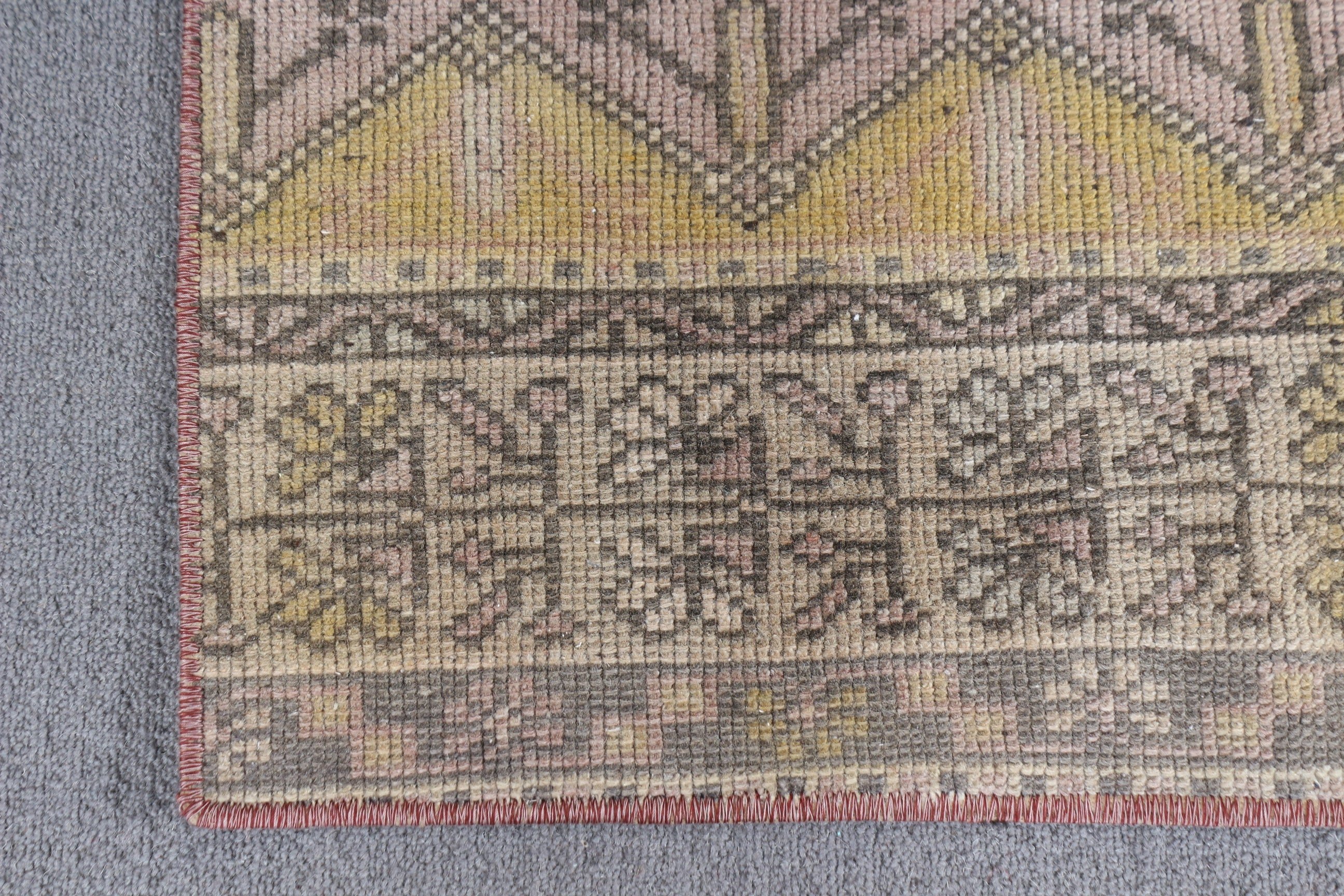 Brown  1.6x2.9 ft Small Rug, Moroccan Rug, Hand Knotted Rug, Turkish Rug, Bath Rugs, Vintage Rug, Bedroom Rugs, Home Decor Rug