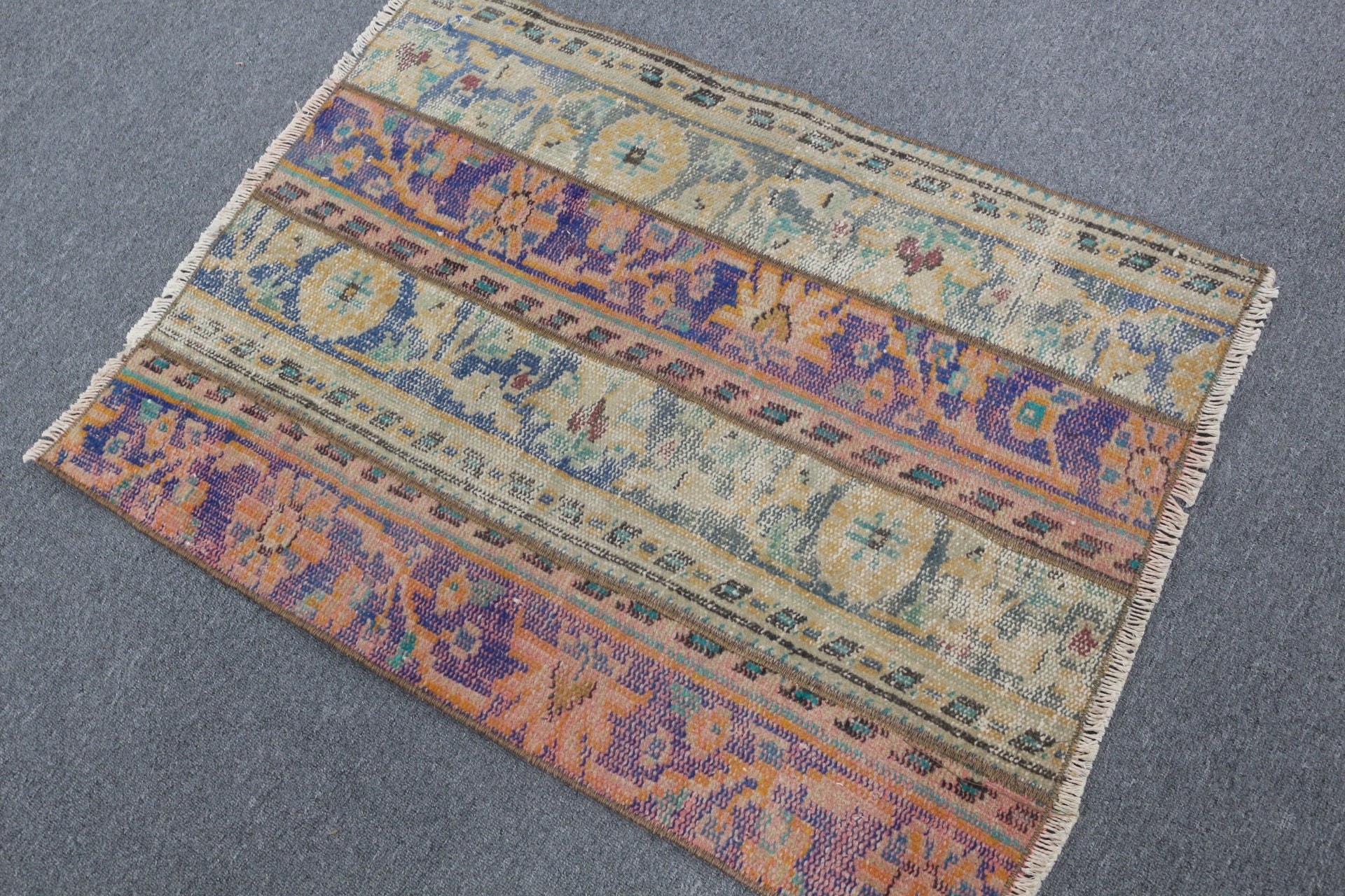 Türk Halısı, Vintage Halı, Mavi Oushak Halıları, Banyo Halısı, Anadolu Halıları, Harika Halılar, Mutfak Halısı, 2,4x3,1 ft Küçük Halı, Giriş Halıları