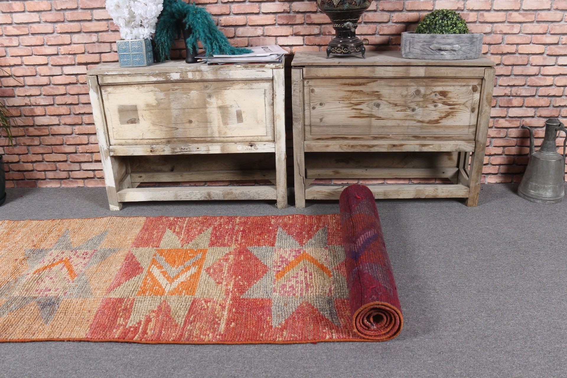 Koridor Halıları, Vintage Halı, Türk Halısı, Yurt Halısı, Anadolu Halısı, Koridor Halıları, 2.6x10.8 ft Runner Halıları, Kırmızı Fas Halıları