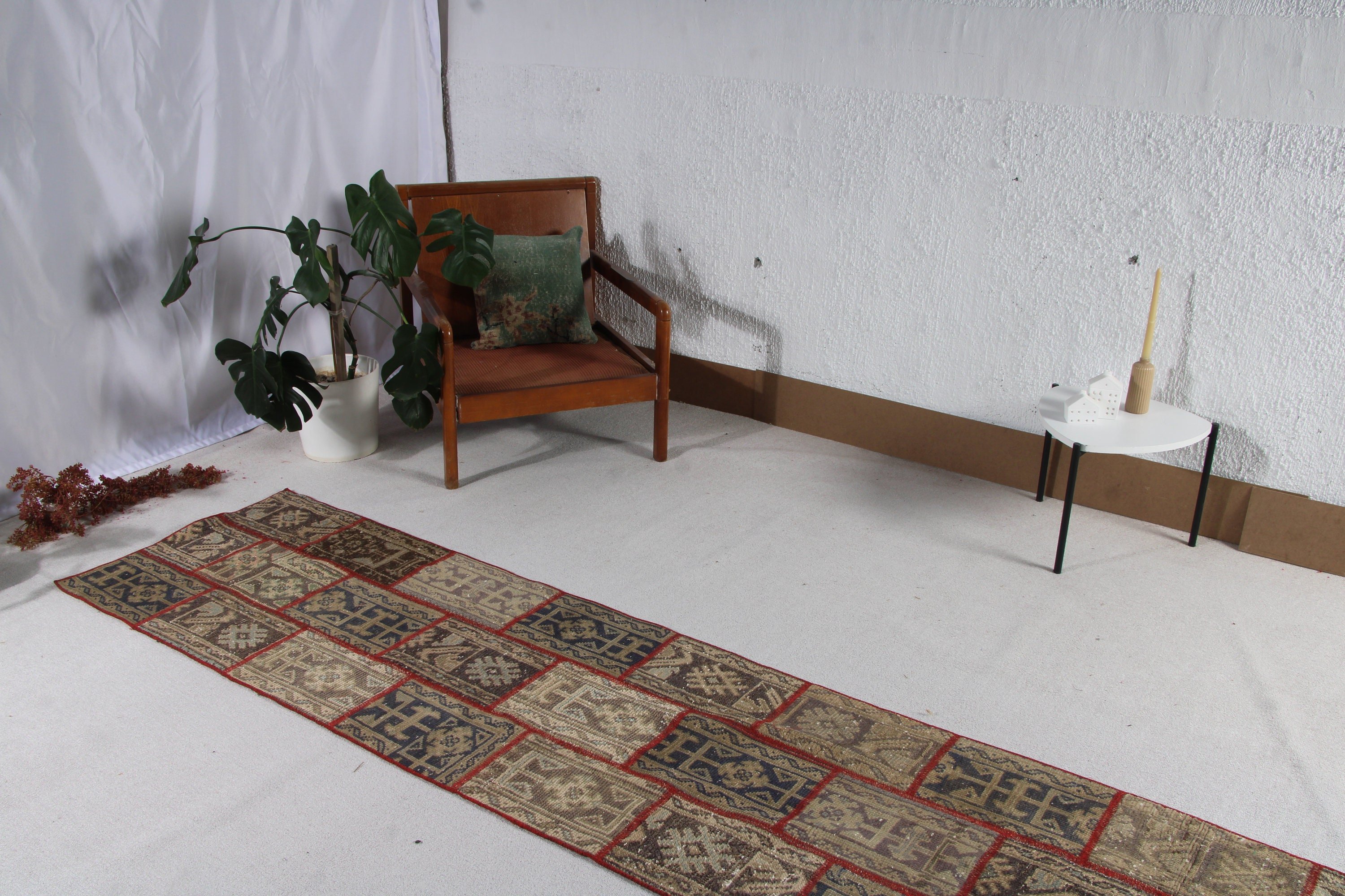 Kırmızı Yer Halısı, Koridor Halıları, Mutfak Halıları, Türk Halısı, Nötr Halılar, Yatak Odası Halısı, Koridor Halısı, Vintage Halılar, 2.4x10.9 ft Yolluk Halısı