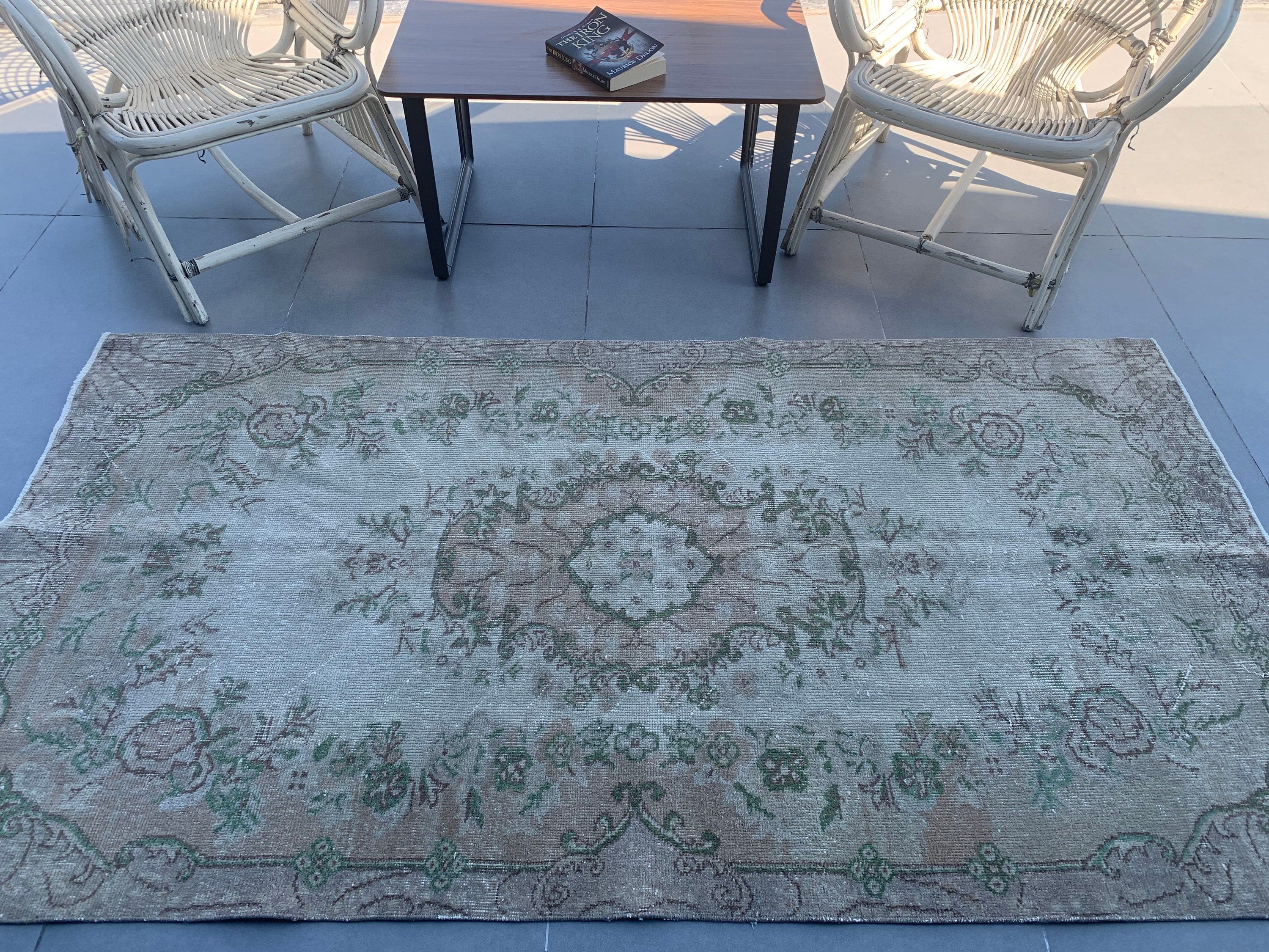 Vintage Halı, Türk Halısı, Mutfak Halısı, Oryantal Halılar, Yer Halıları, Ofis Halıları, Bej Oushak Halısı, Yatak Odası Halısı, 3,6x6,8 ft Alan Halısı